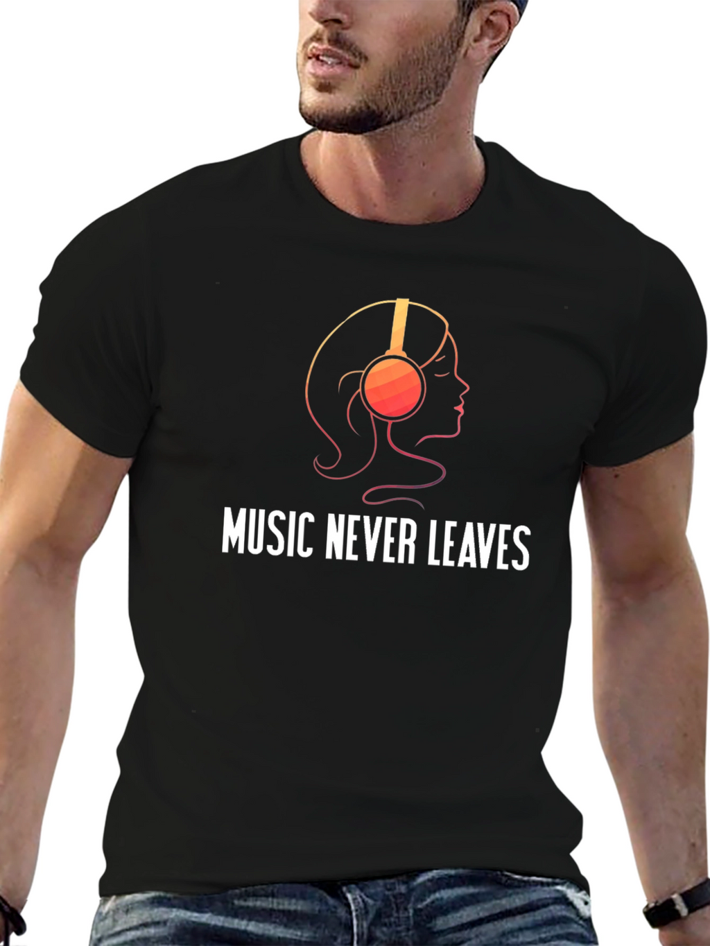 Music Never Leaves Black Graphic Tee