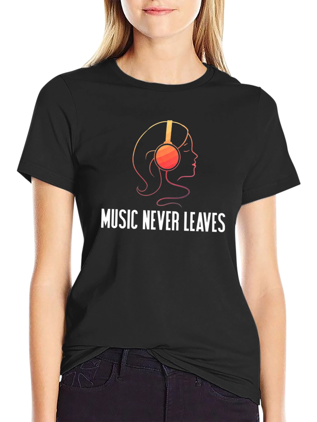 Music Never Leaves Black Graphic Tee