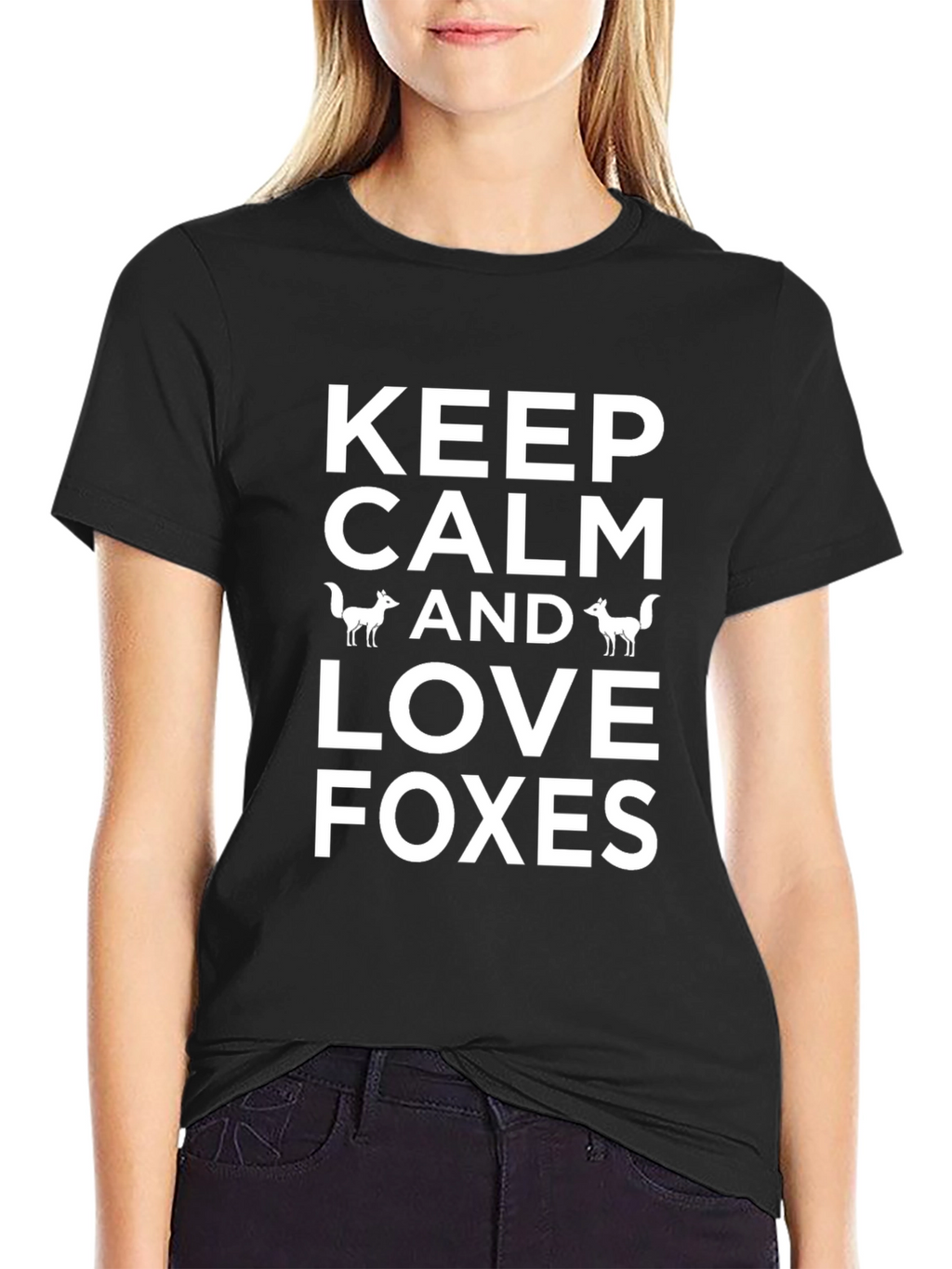 Keep Calm Love Foxes Black T-Shirt