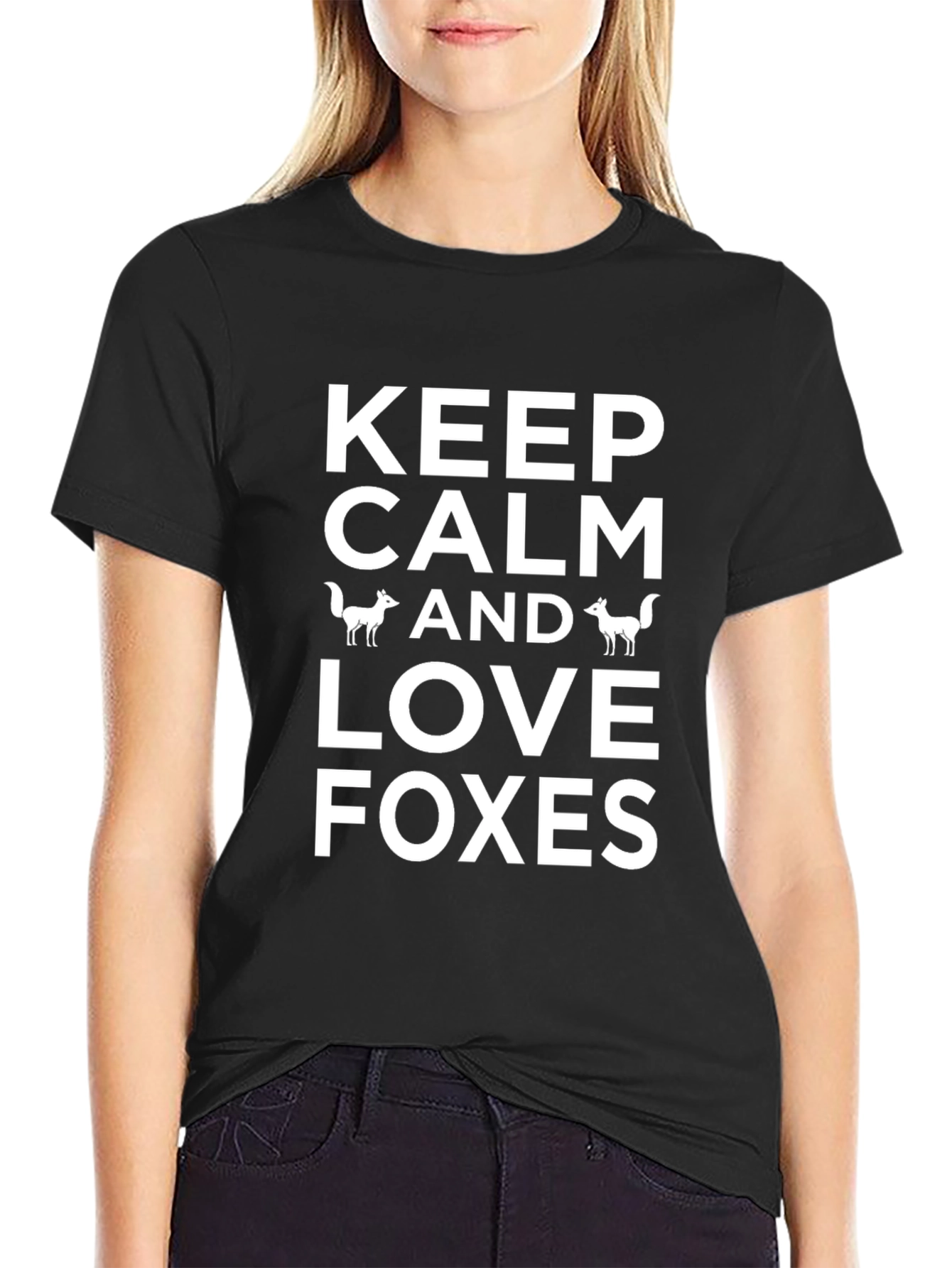 Keep Calm Love Foxes Black T-Shirt
