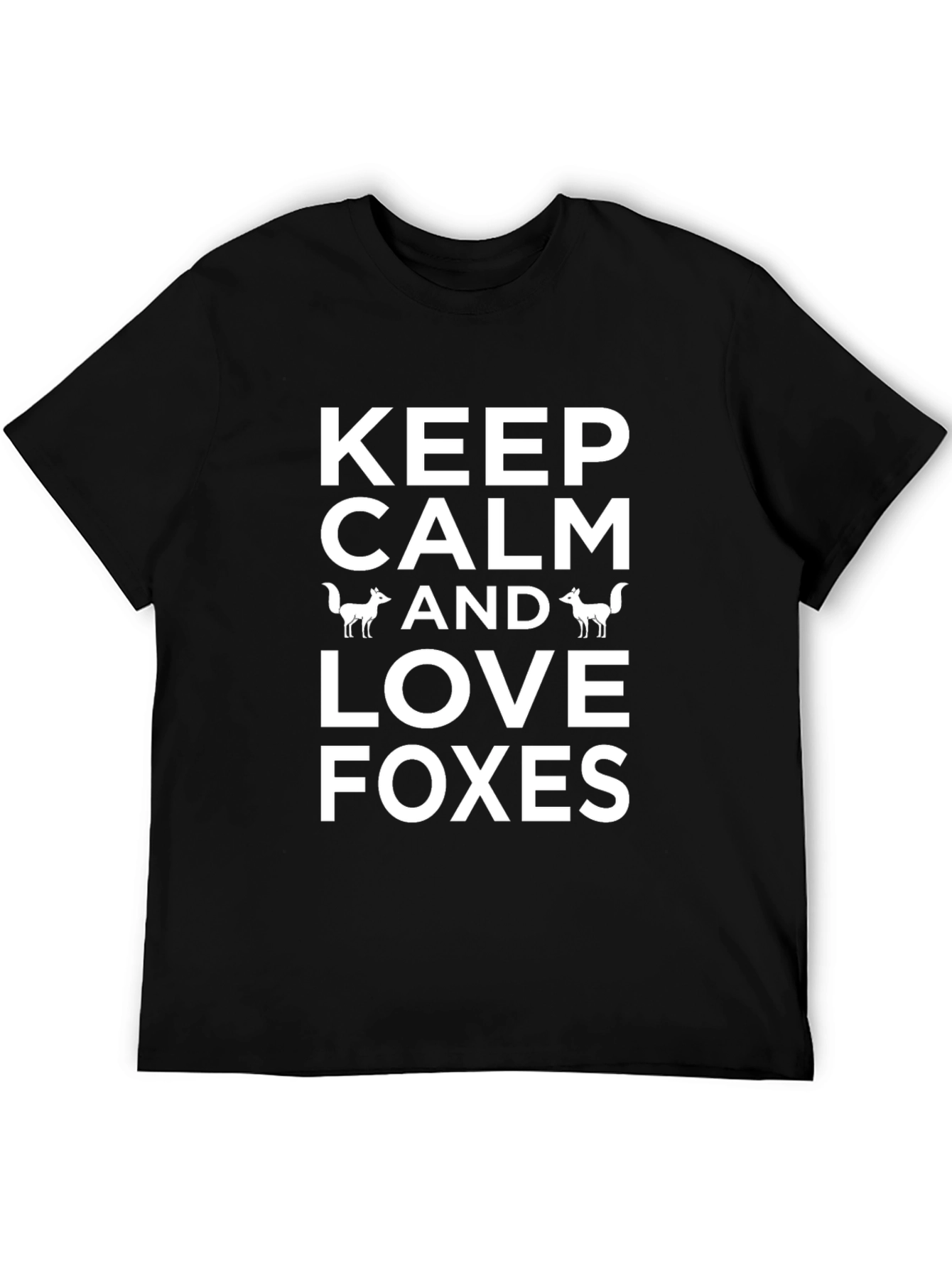 Keep Calm Love Foxes Black T-Shirt