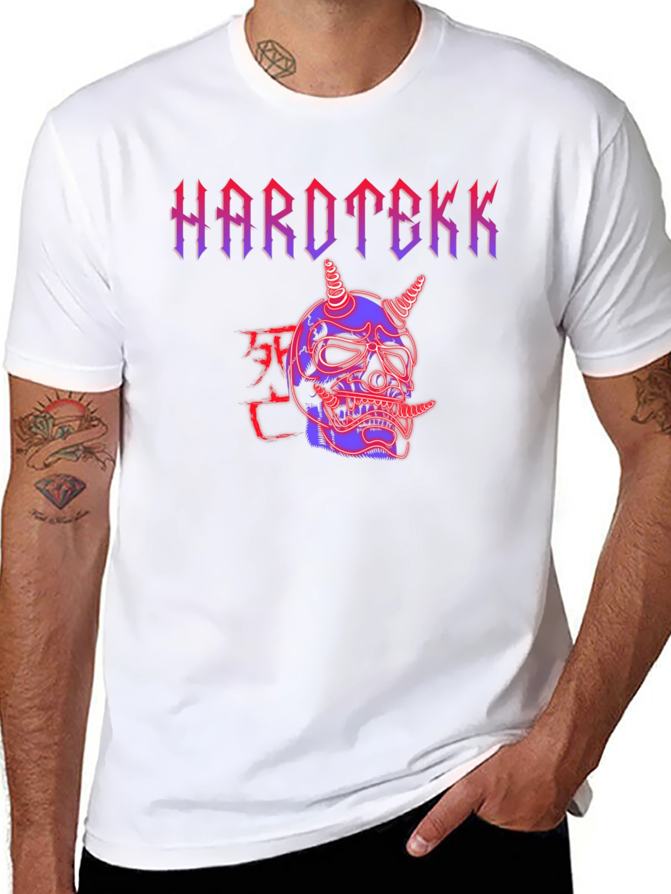 Hardtekk Oni Mask Graphic Tee - Edgy Streetwear