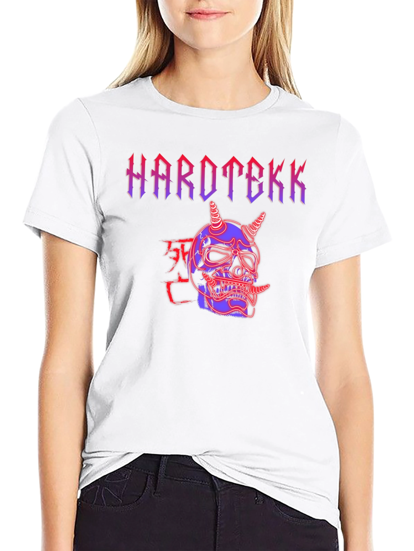 Hardtekk Oni Mask Graphic Tee - Edgy Streetwear
