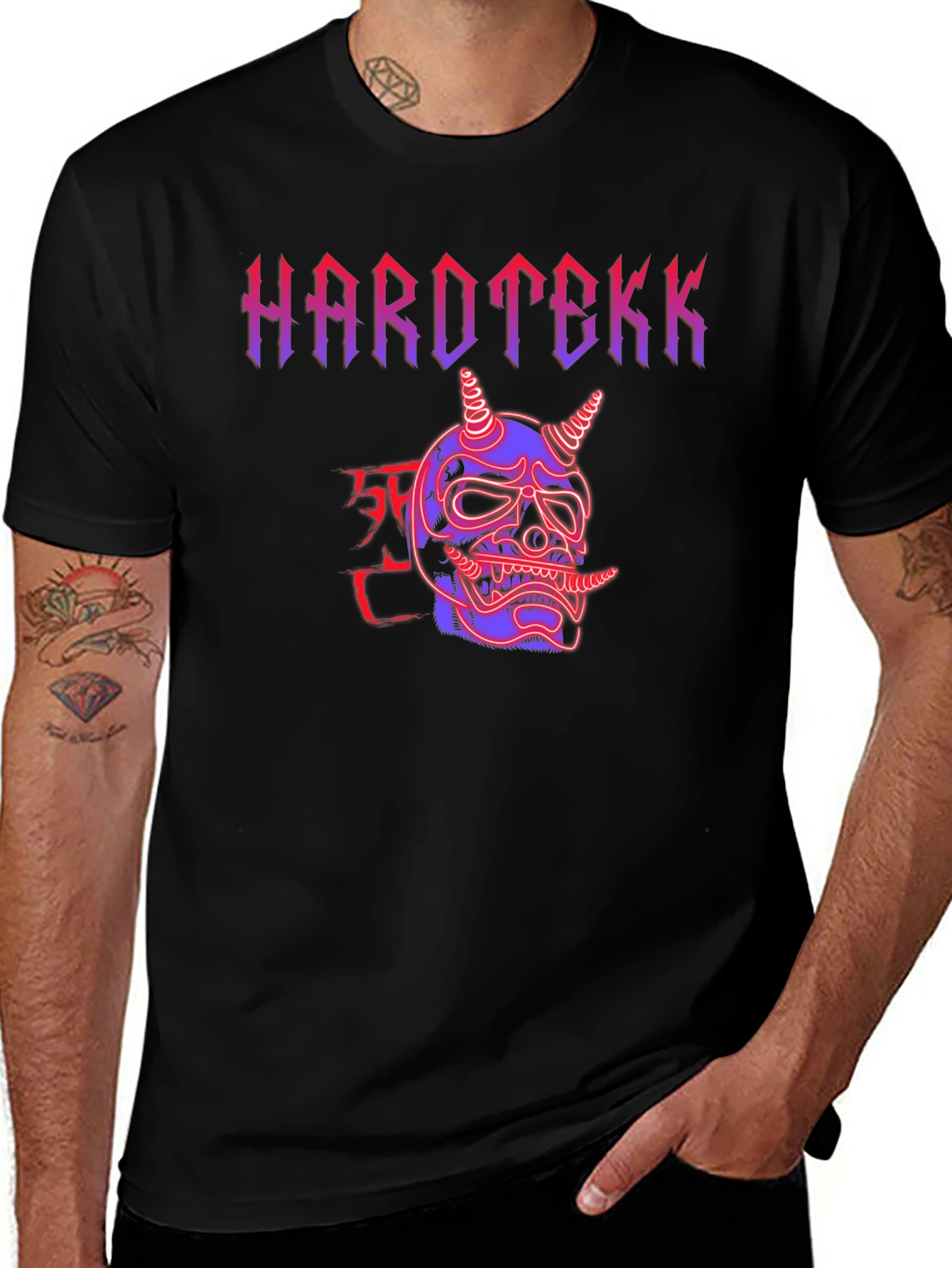 Hardtekk Oni Mask Graphic Tee - Edgy Streetwear