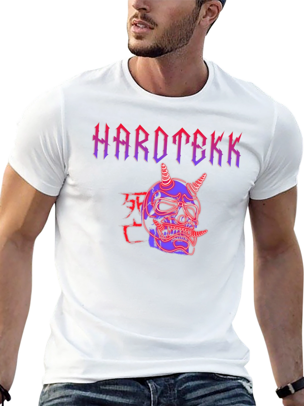 Hardtekk Oni Mask Graphic Tee - Edgy Streetwear