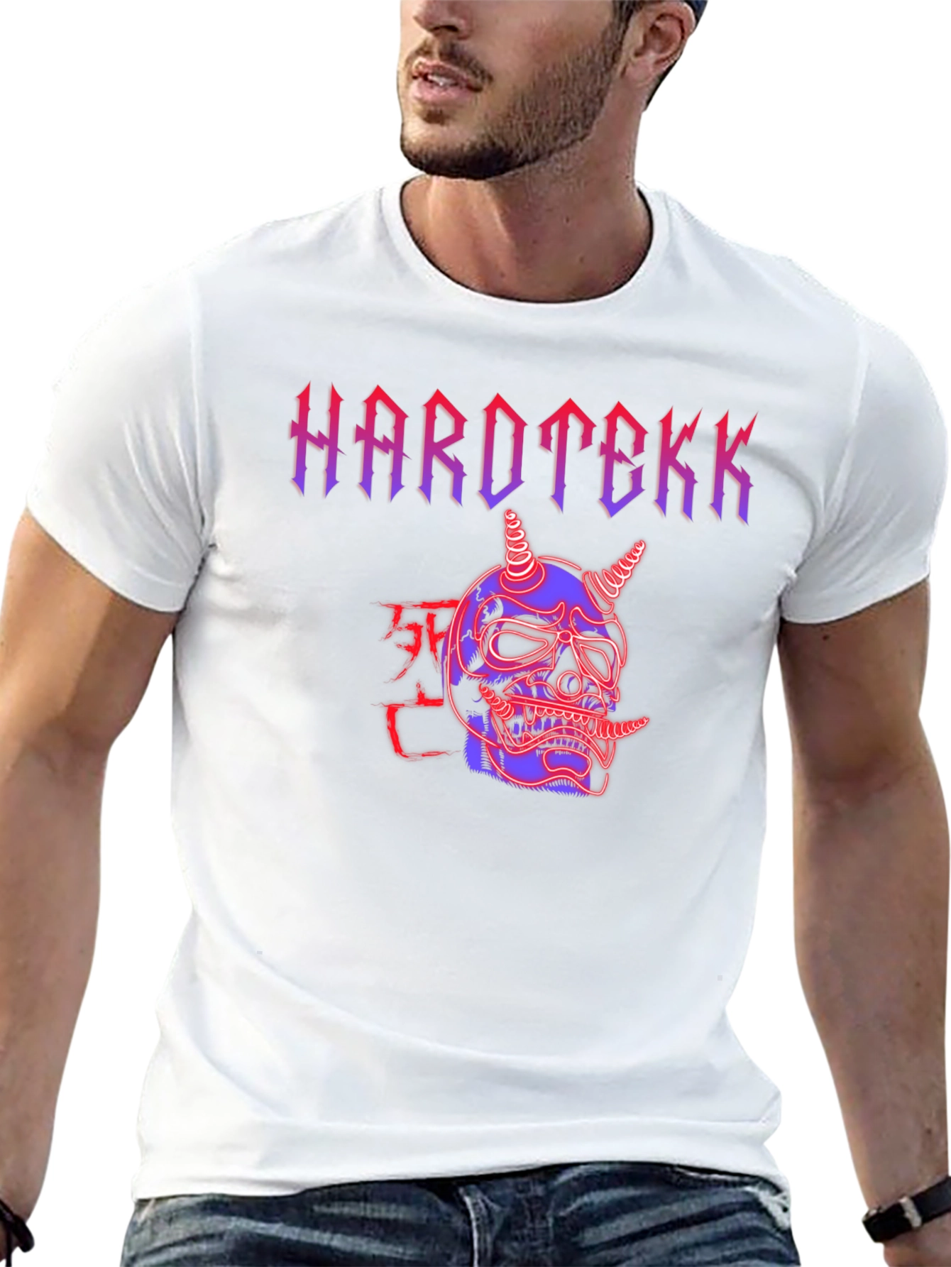 Hardtekk Oni Mask Graphic Tee - Edgy Streetwear
