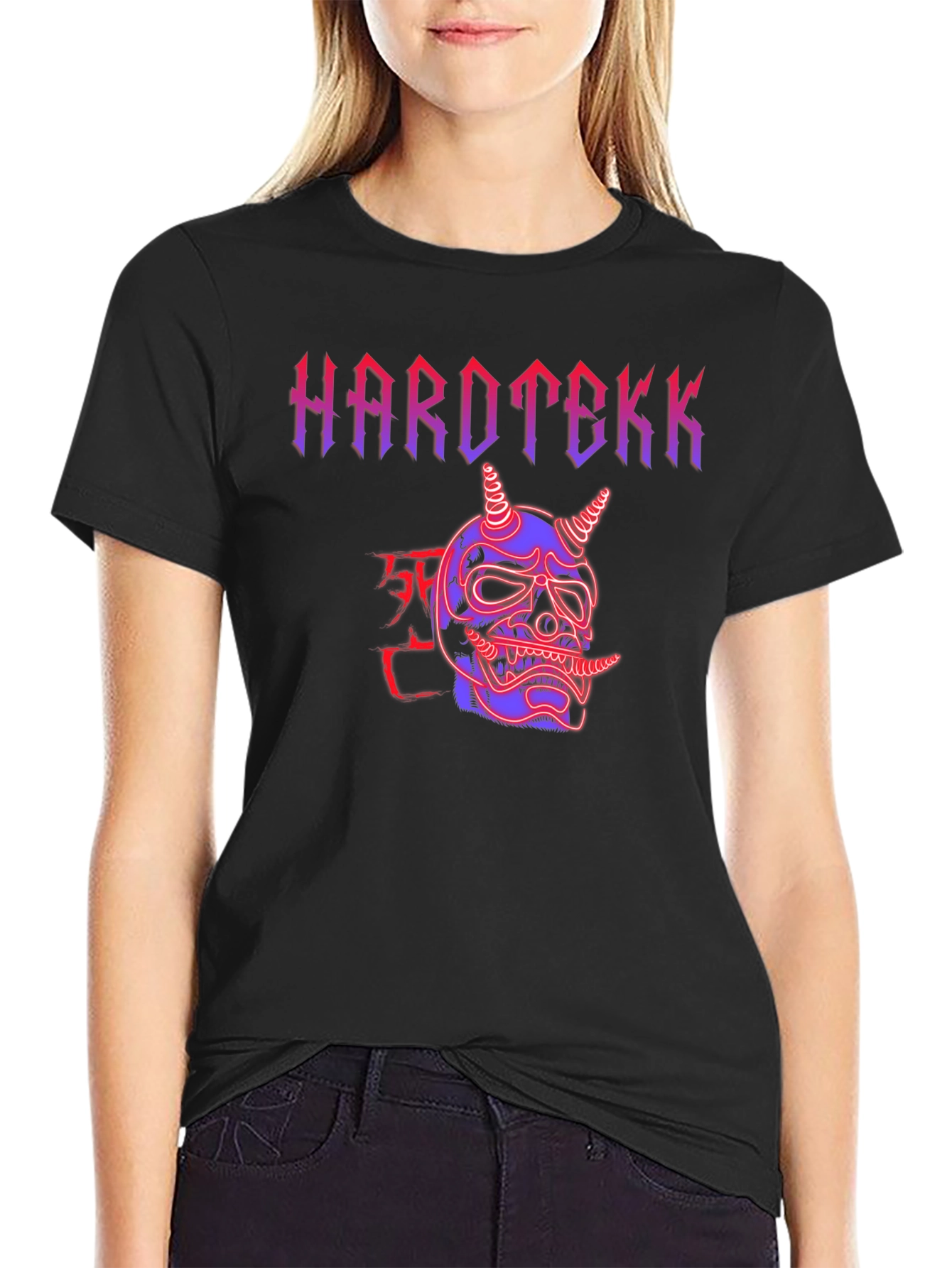 Hardtekk Oni Mask Graphic Tee - Edgy Streetwear
