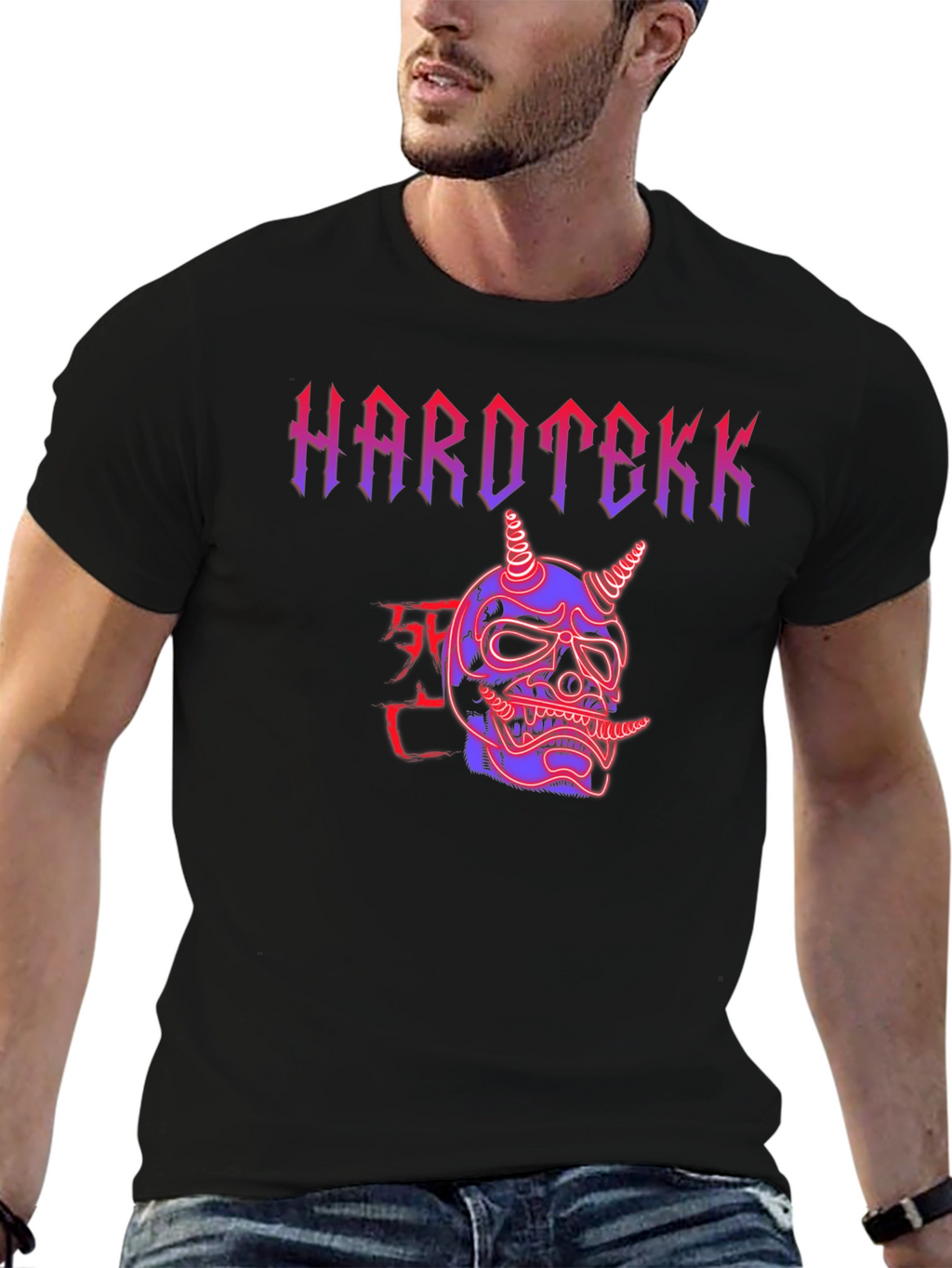 Hardtekk Oni Mask Graphic Tee - Edgy Streetwear