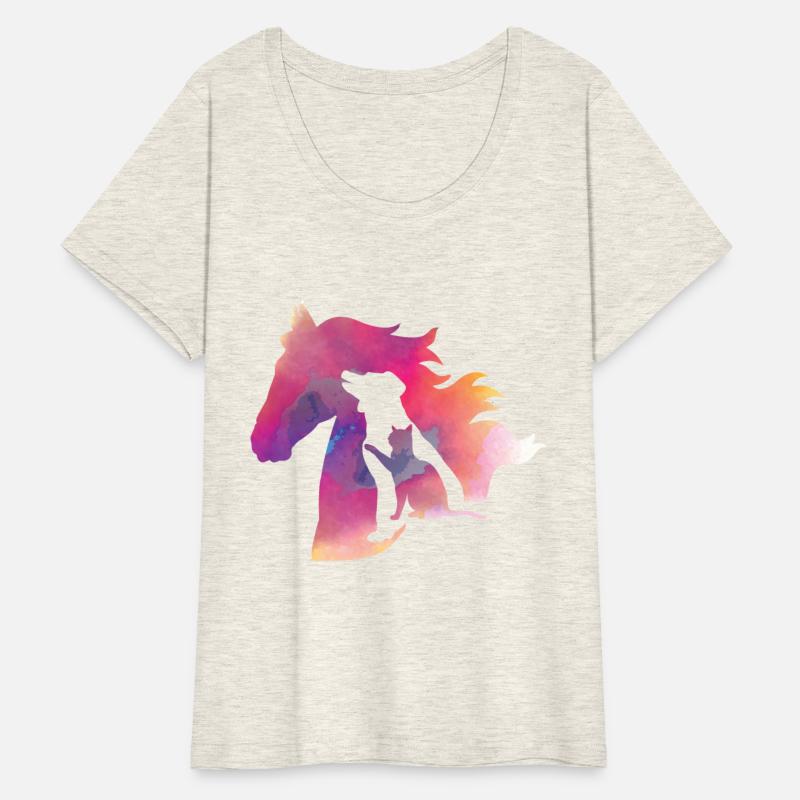 Pets Dog Cat Horse Colorful Design Animal T-Shirt