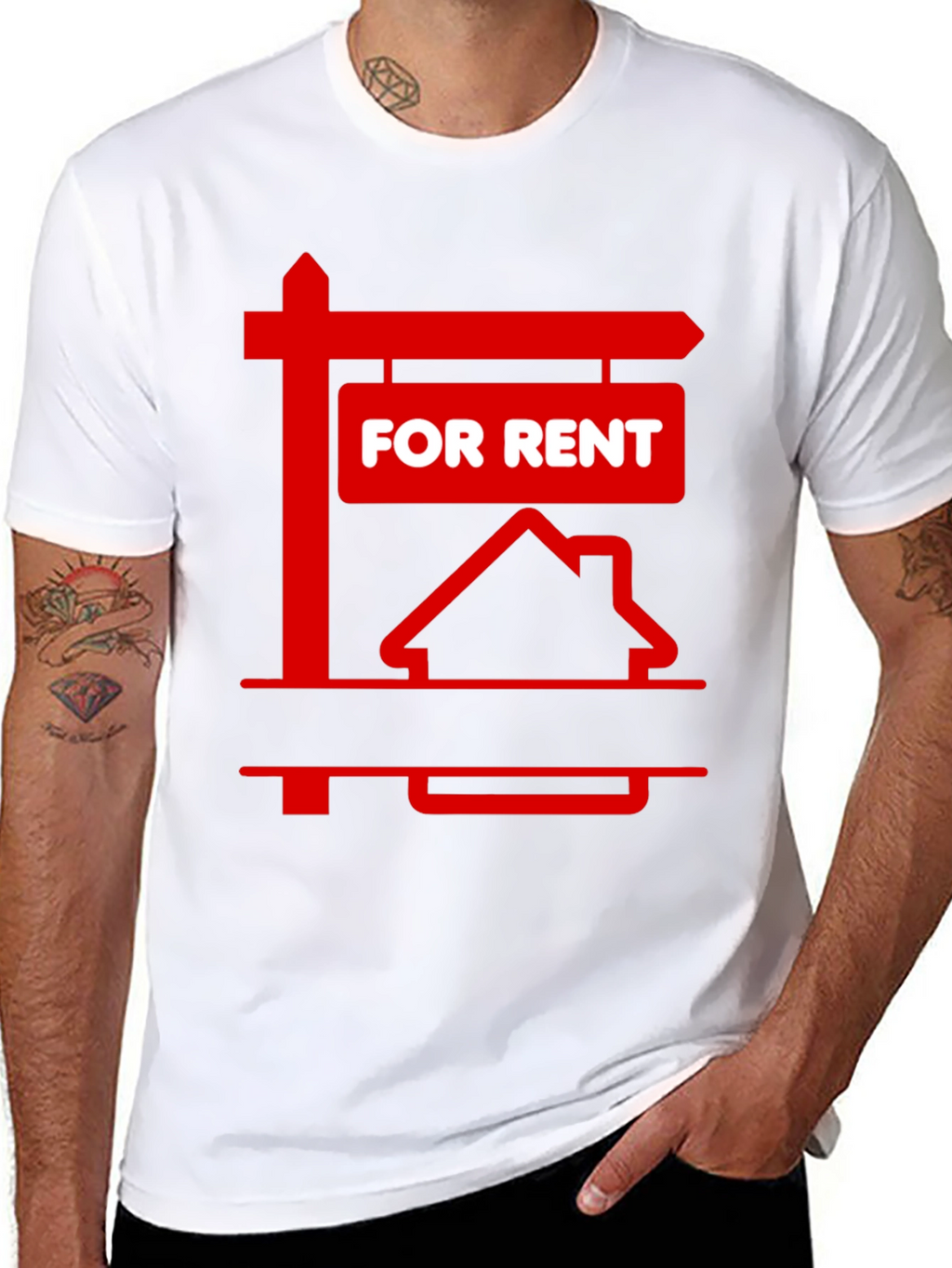 For Rent Sign Graphic Tee - Black
