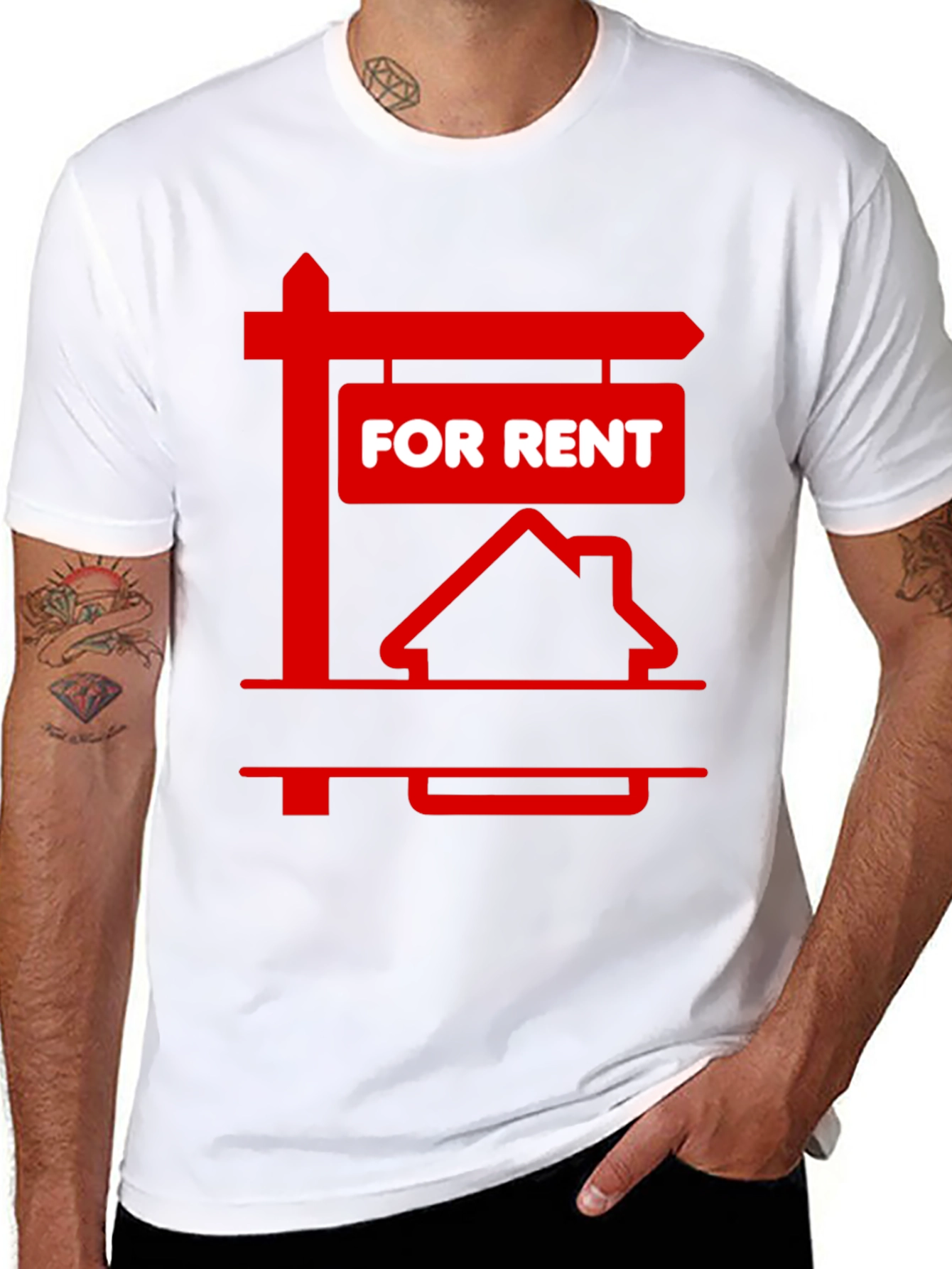 For Rent Sign Graphic Tee - Black