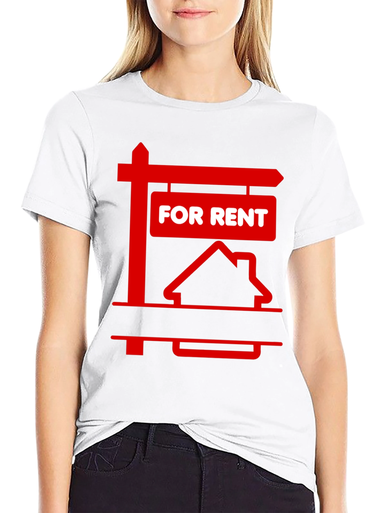 For Rent Sign Graphic Tee - Black