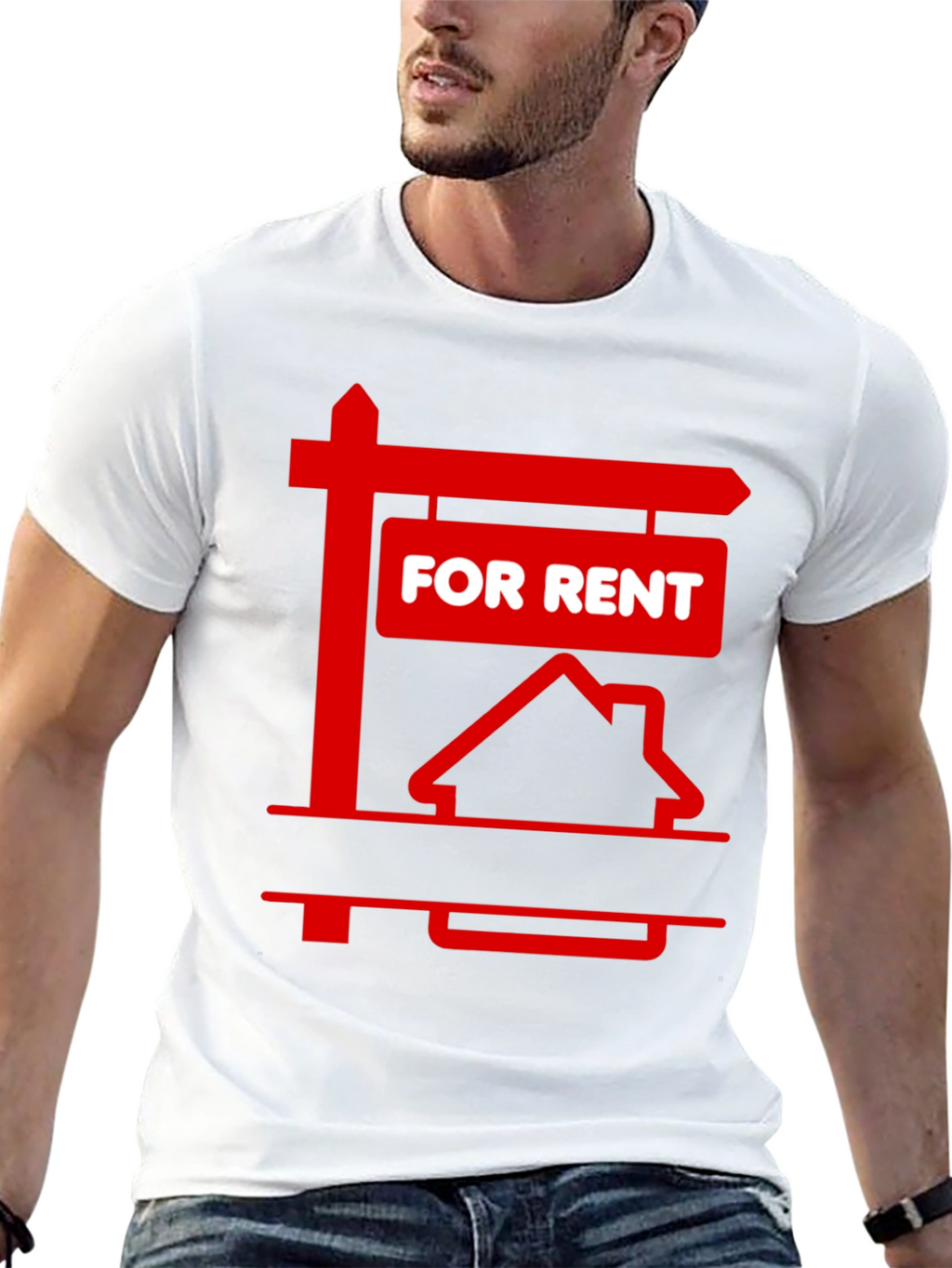 For Rent Sign Graphic Tee - Black