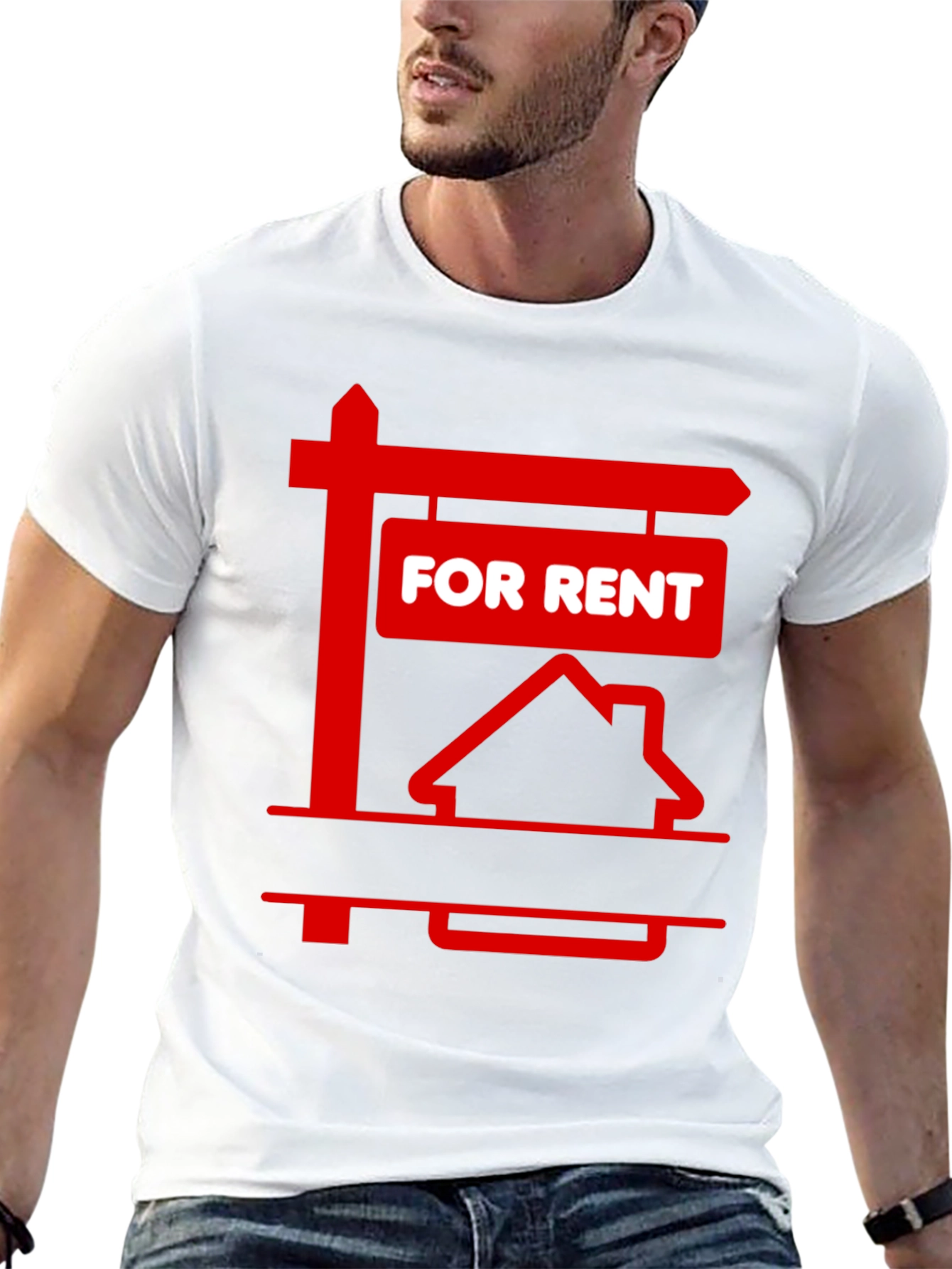 For Rent Sign Graphic Tee - Black