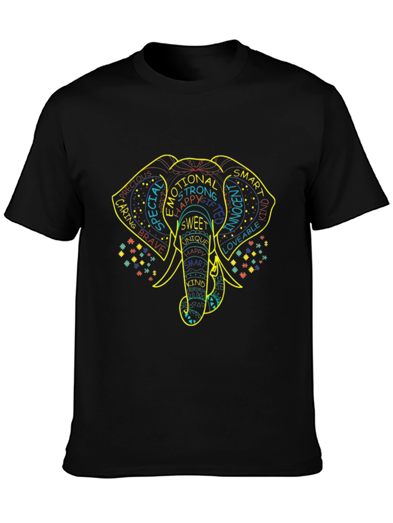 Elephant Word Art T-Shirt: Emotional Kind & Special Design