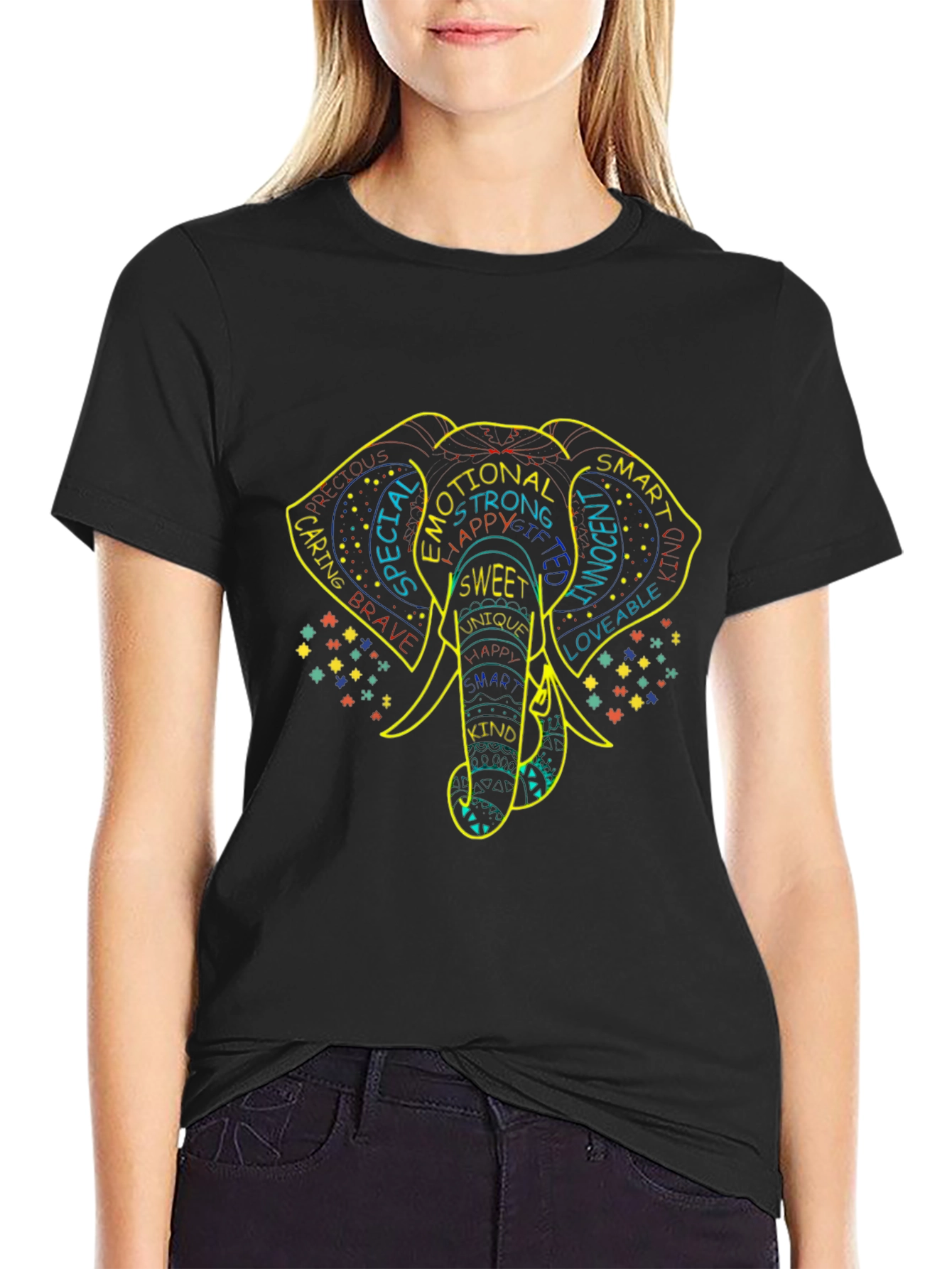 Elephant Word Art T-Shirt: Emotional Kind & Special Design