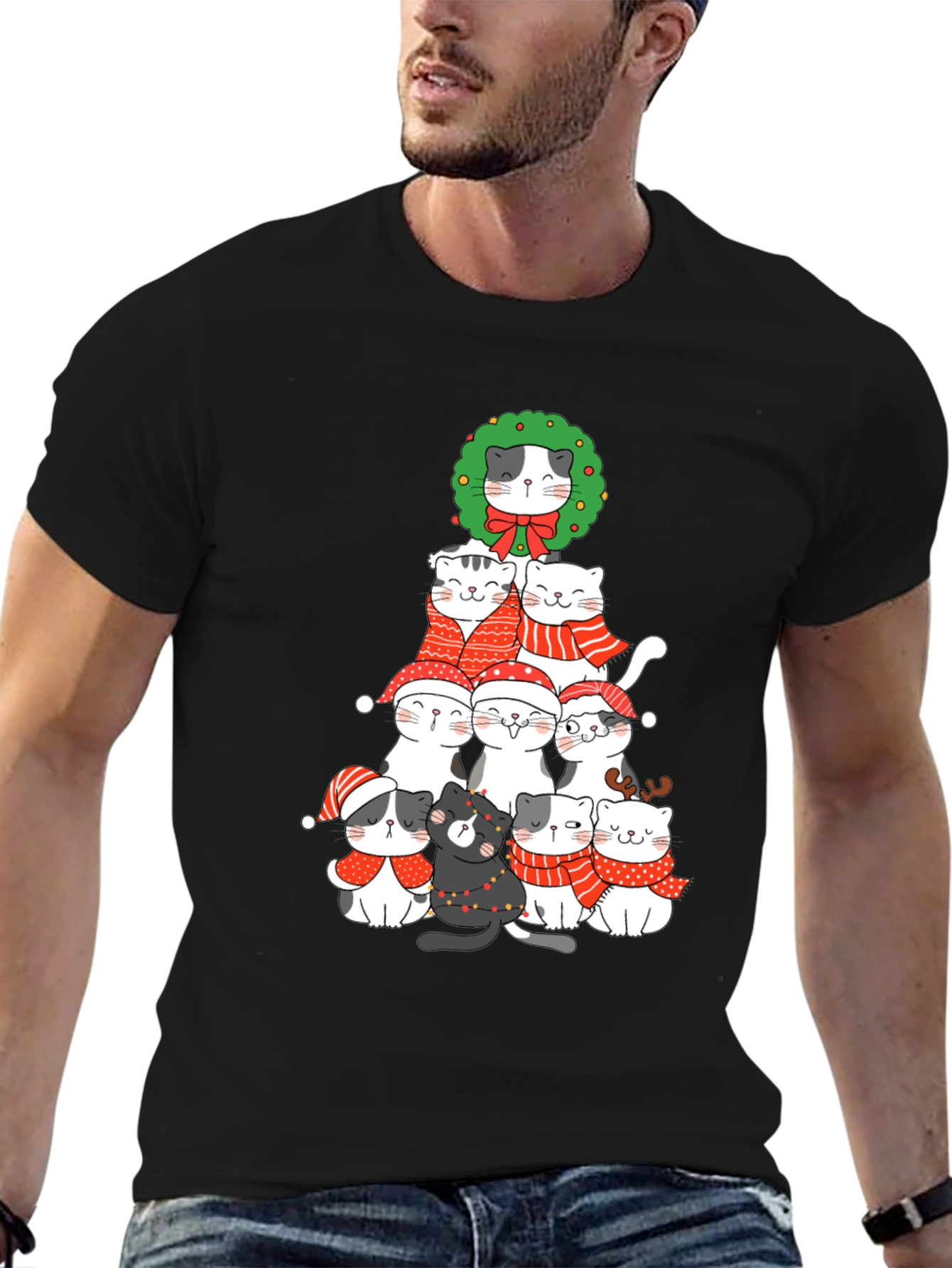 Festive Cat Christmas Tree T-Shirt