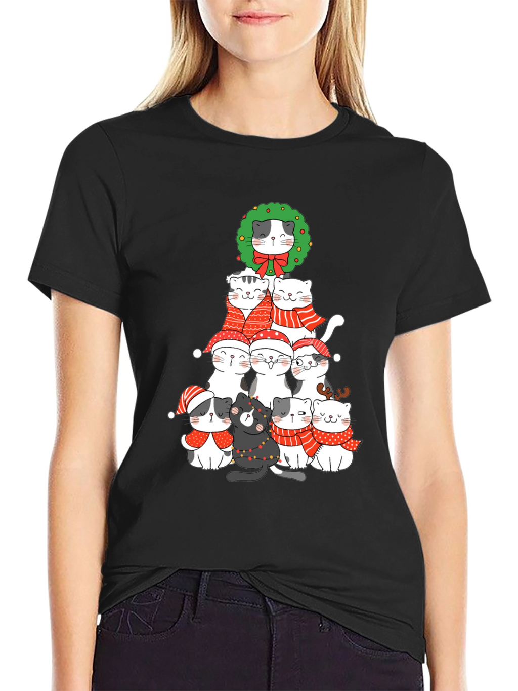 Festive Cat Christmas Tree T-Shirt