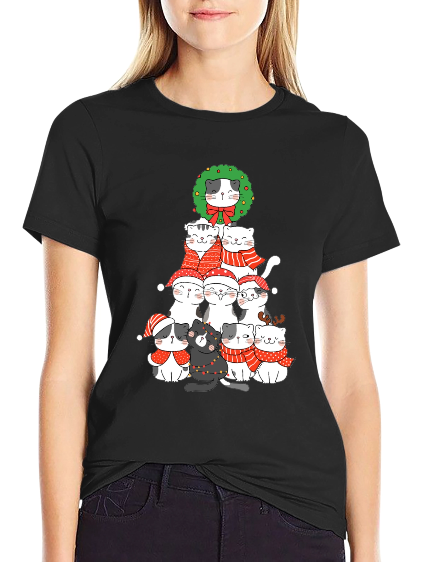 Festive Cat Christmas Tree T-Shirt