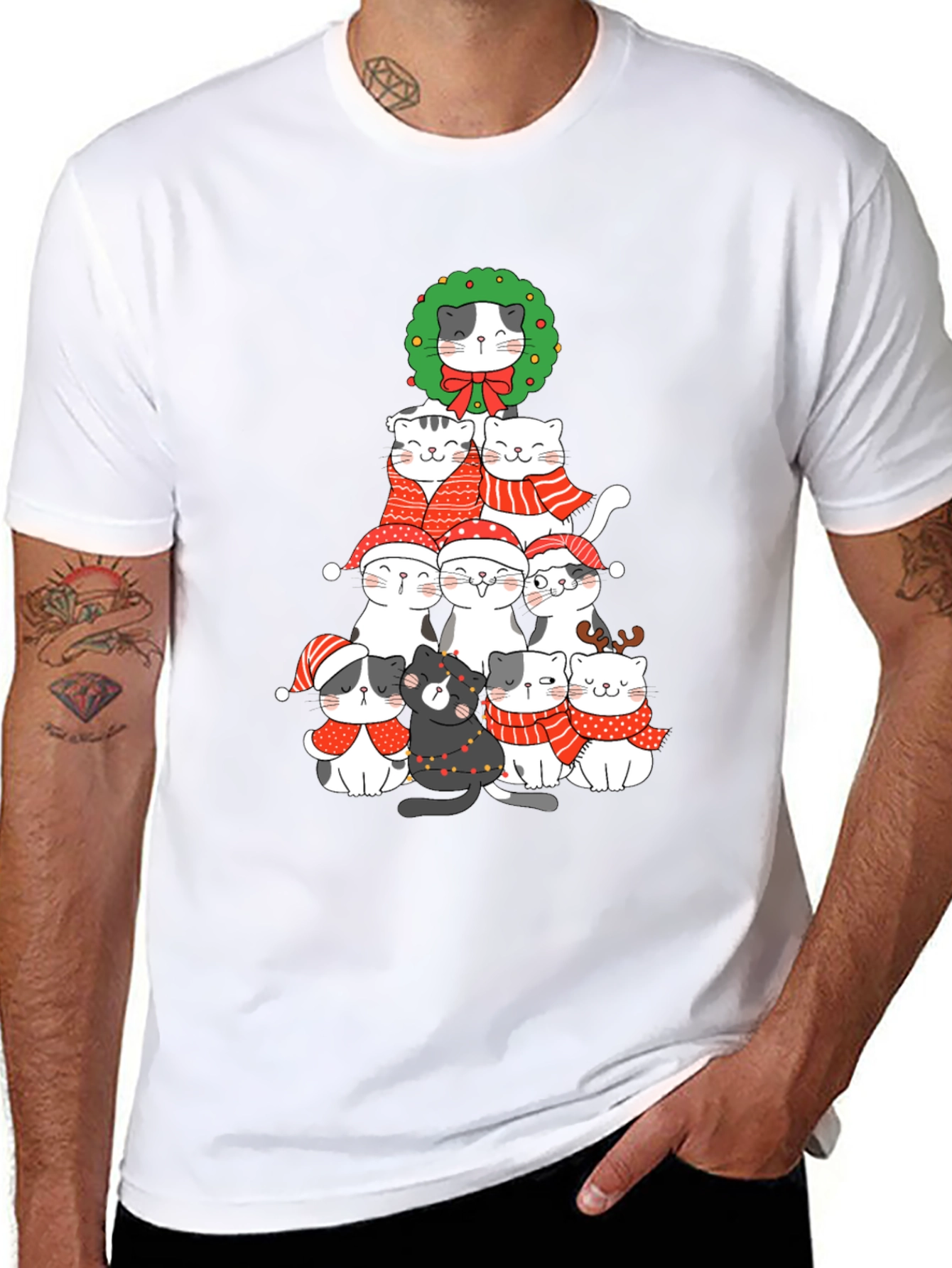 Festive Cat Christmas Tree T-Shirt
