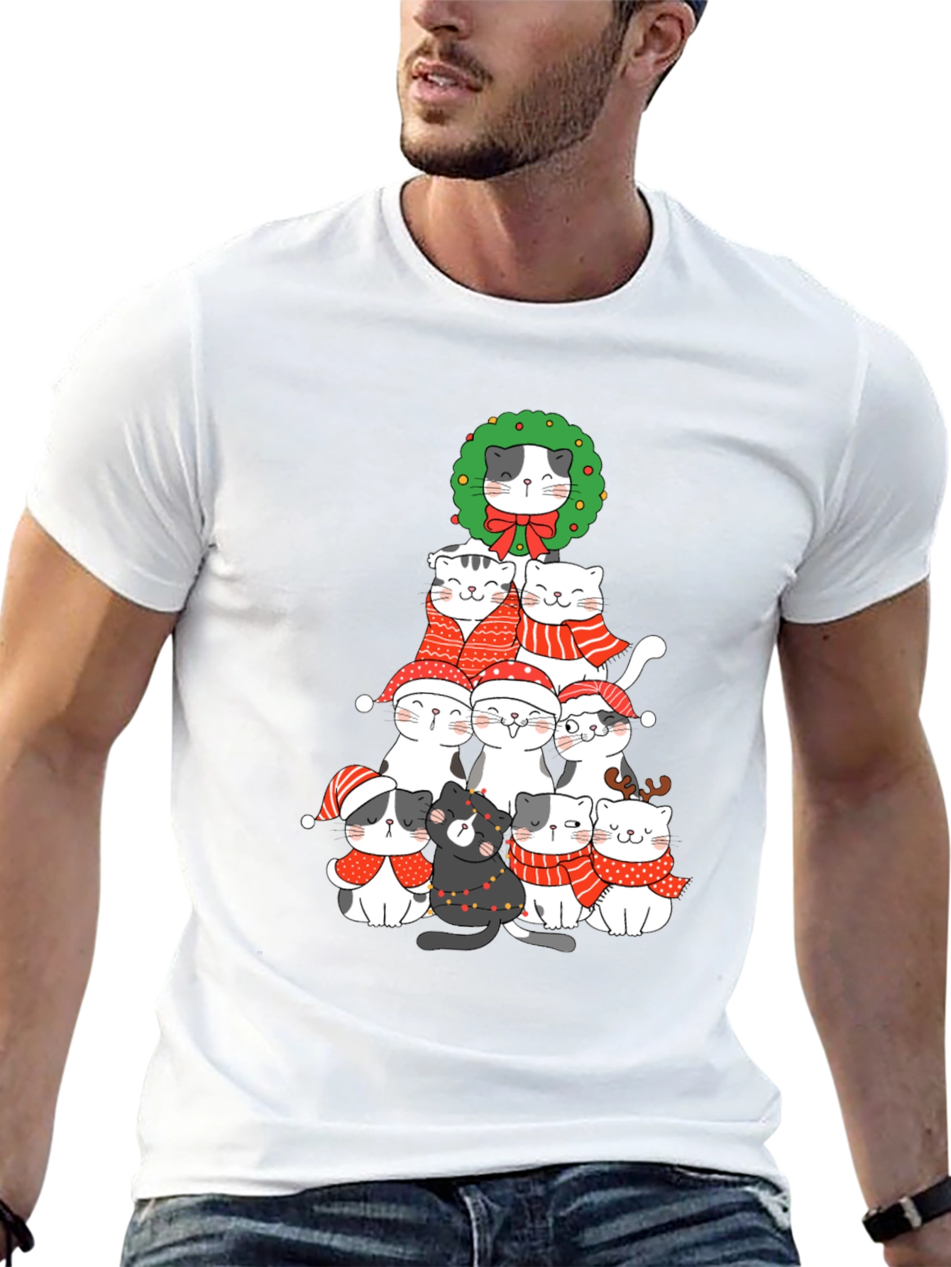 Festive Cat Christmas Tree T-Shirt