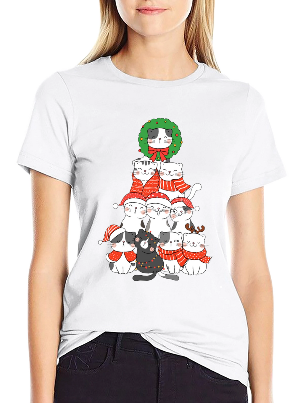 Festive Cat Christmas Tree T-Shirt