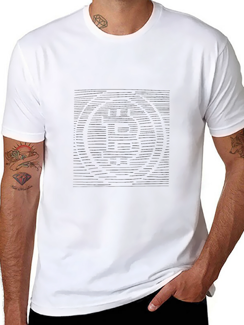 Modern Striped Graphic Tee - Black