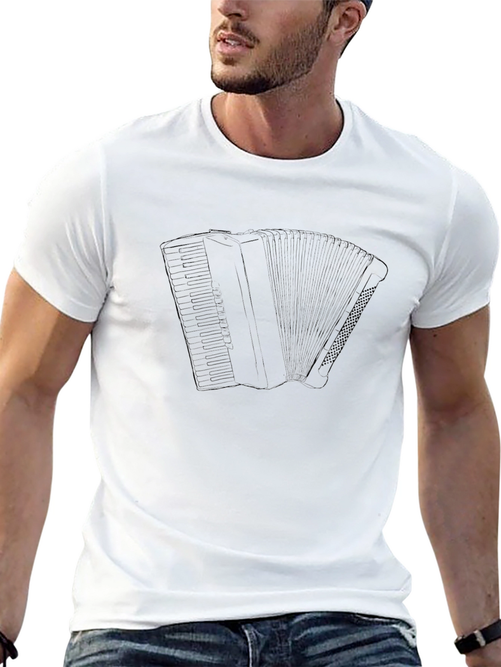 Accordion Graphic Print Black T-Shirt
