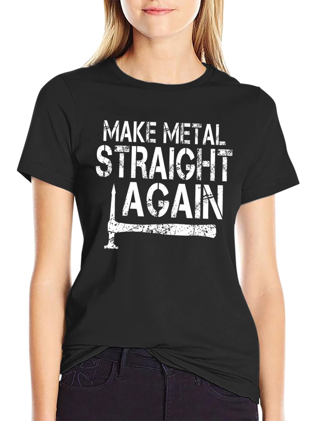 Make Metal Straight Again Funny Black T-Shirt