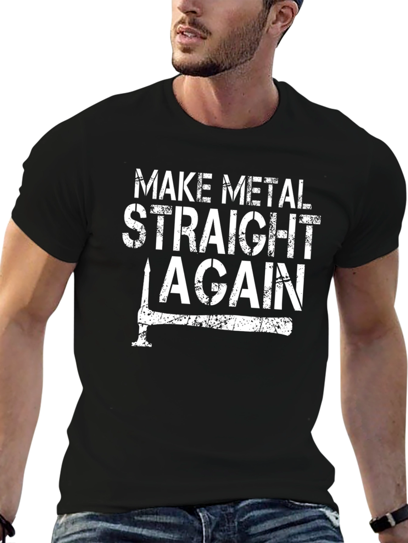 Make Metal Straight Again Funny Black T-Shirt