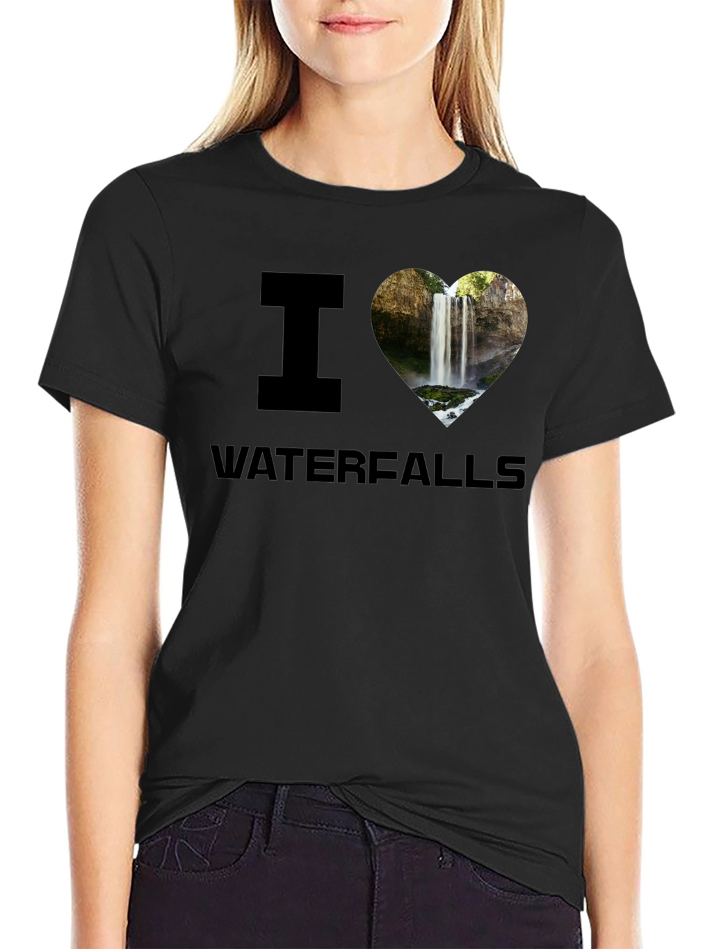 I Heart Waterfalls Graphic Tee - Black