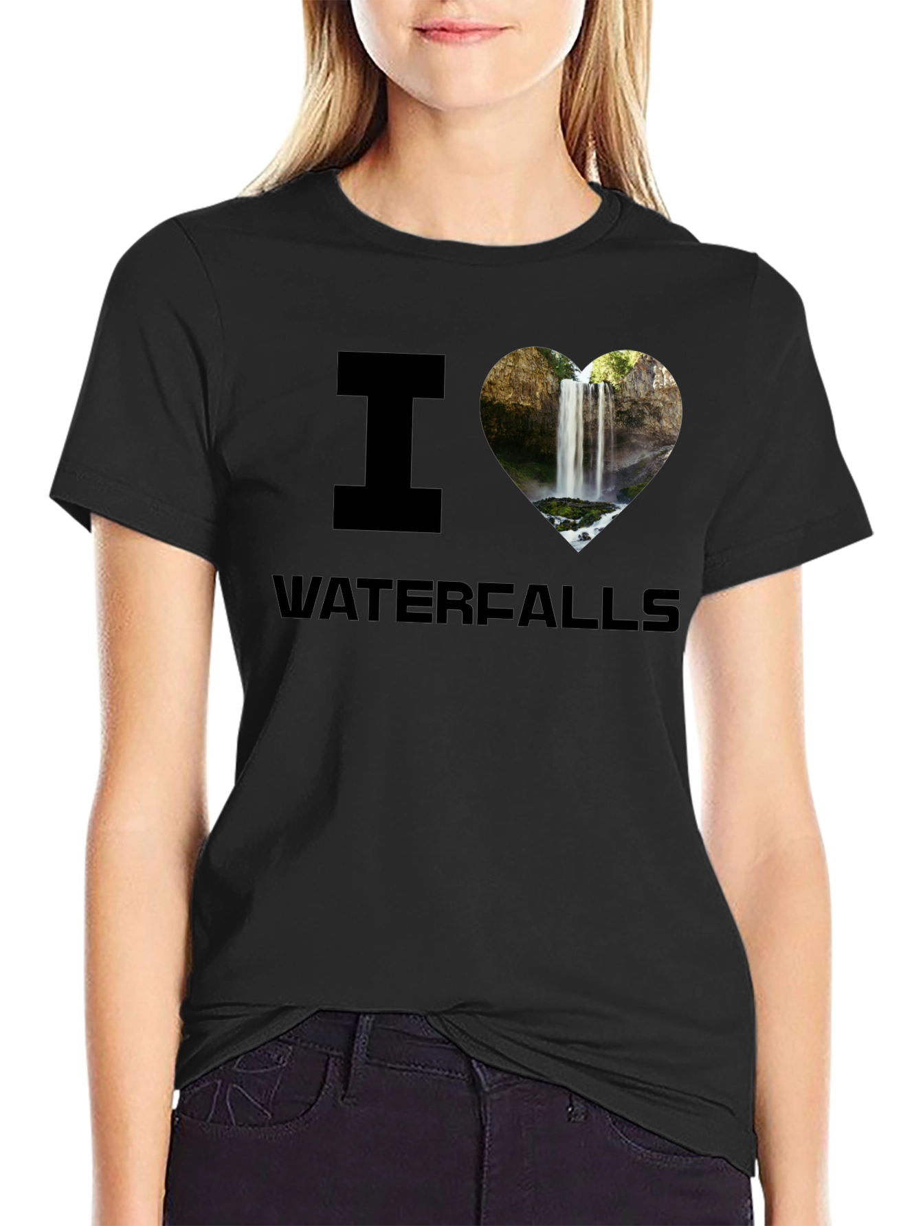 I Heart Waterfalls Graphic Tee - Black