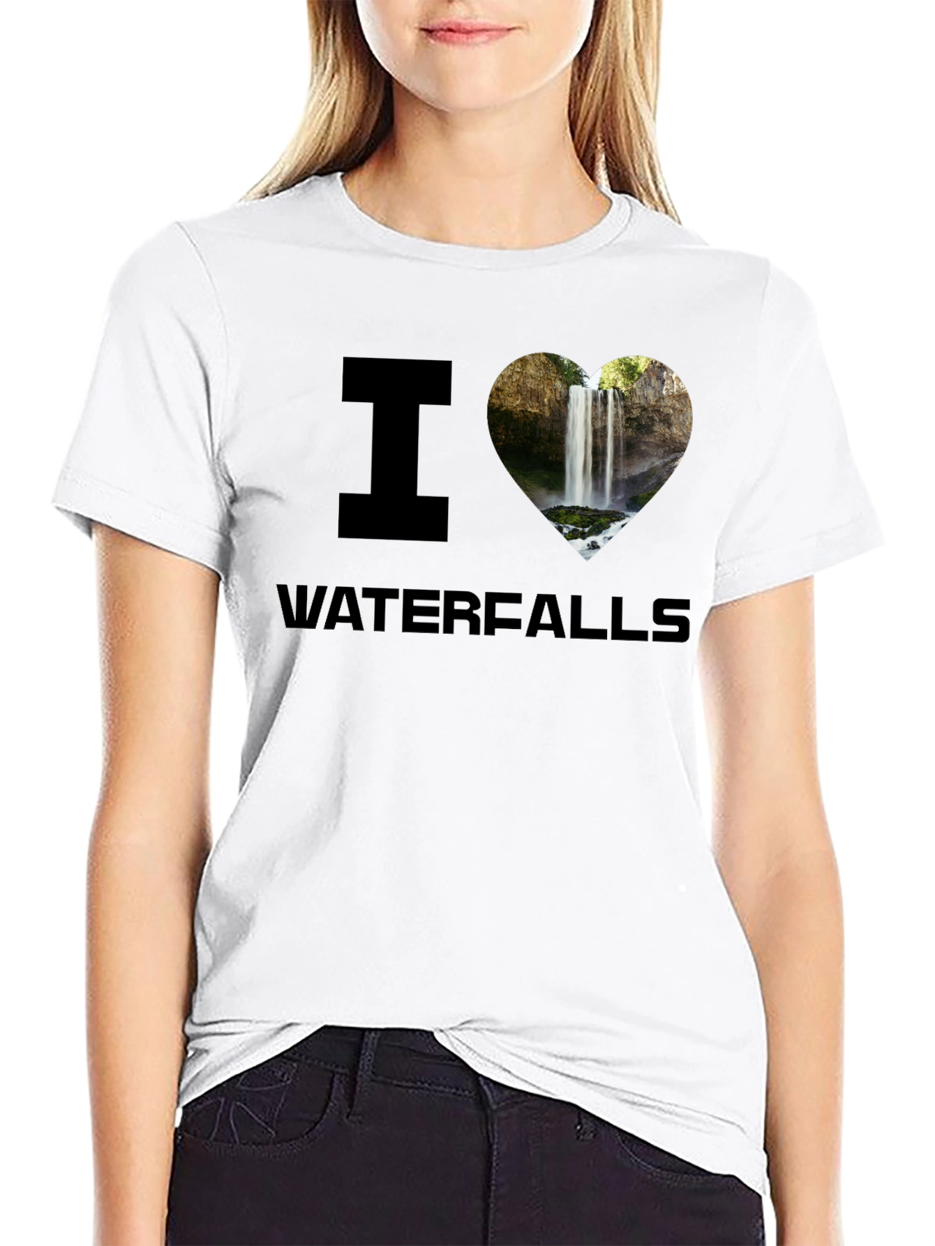 I Heart Waterfalls Graphic Tee - Black