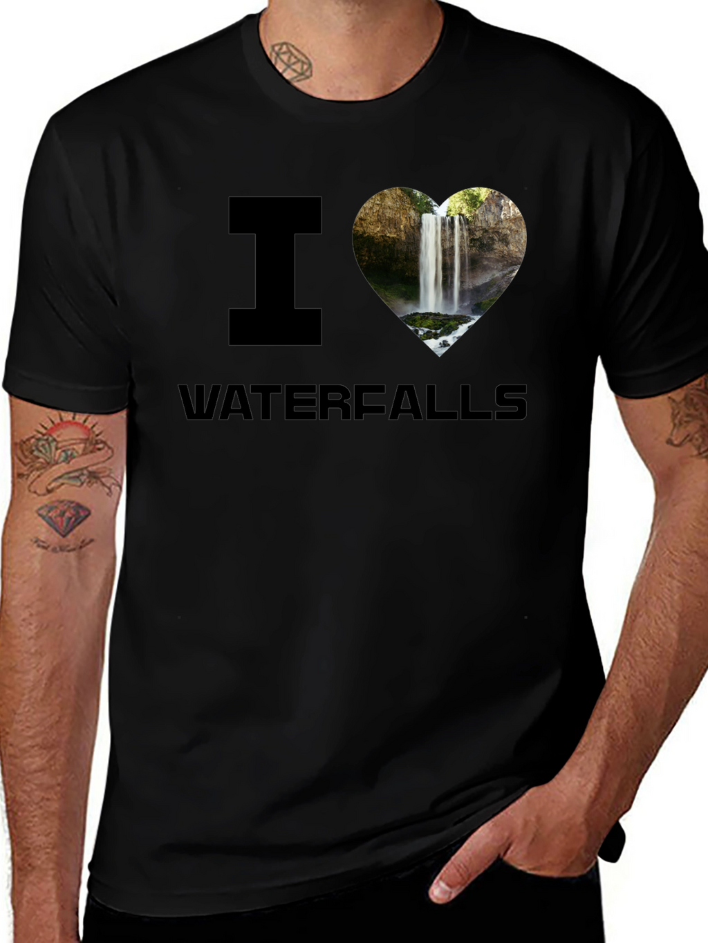 I Heart Waterfalls Graphic Tee - Black