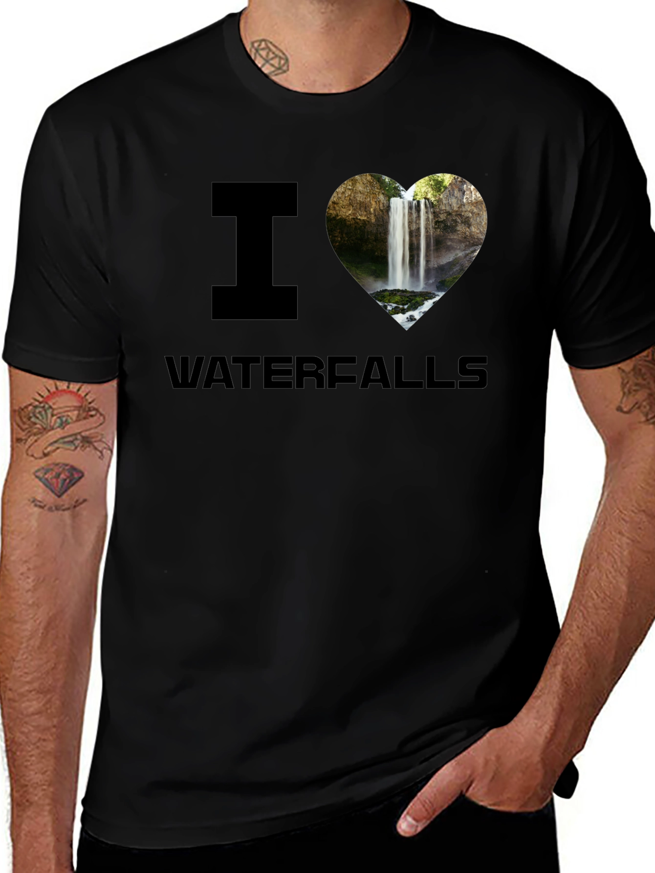 I Heart Waterfalls Graphic Tee - Black