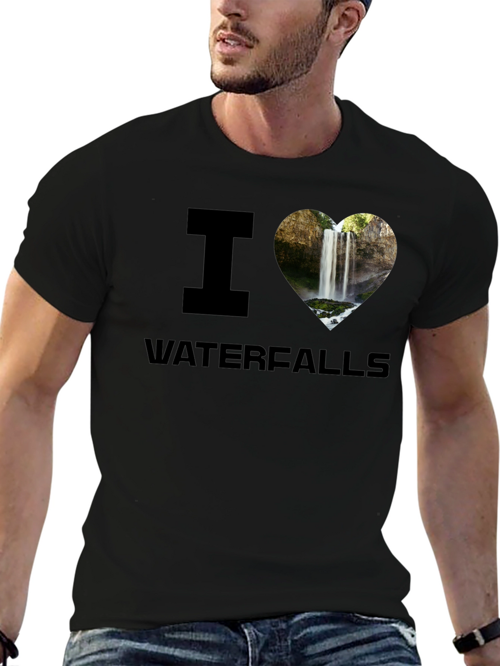 I Heart Waterfalls Graphic Tee - Black