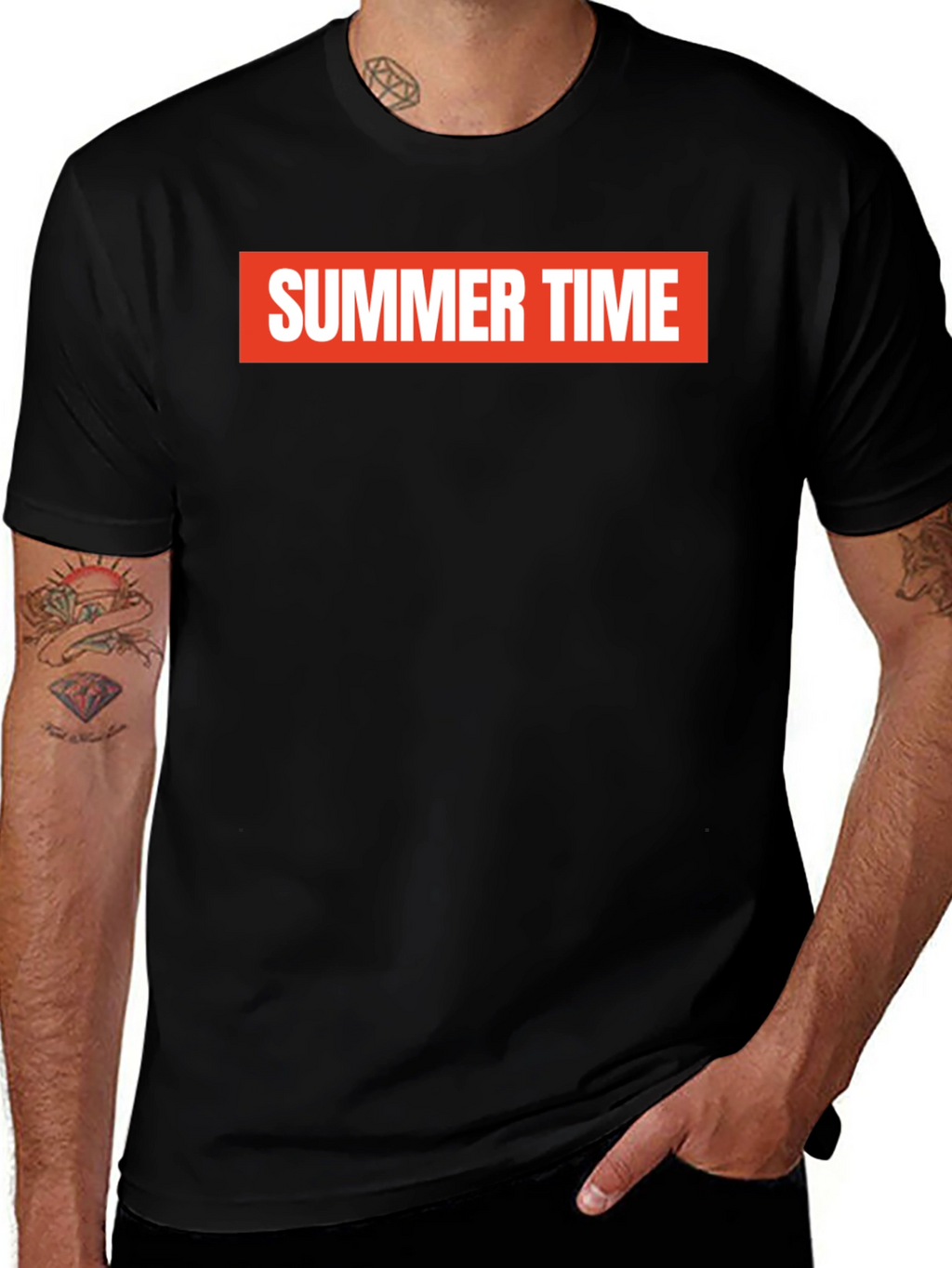 Summer Time Graphic Tee - Bold Red on Black