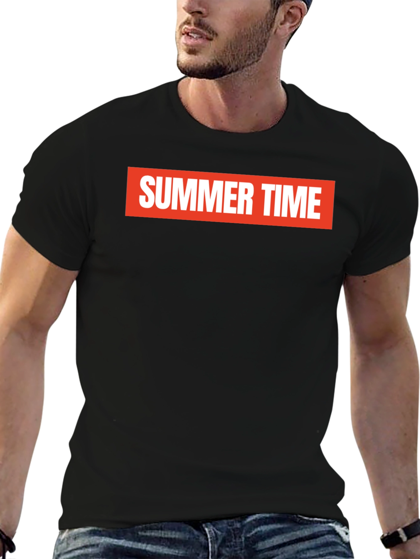Summer Time Graphic Tee - Bold Red on Black