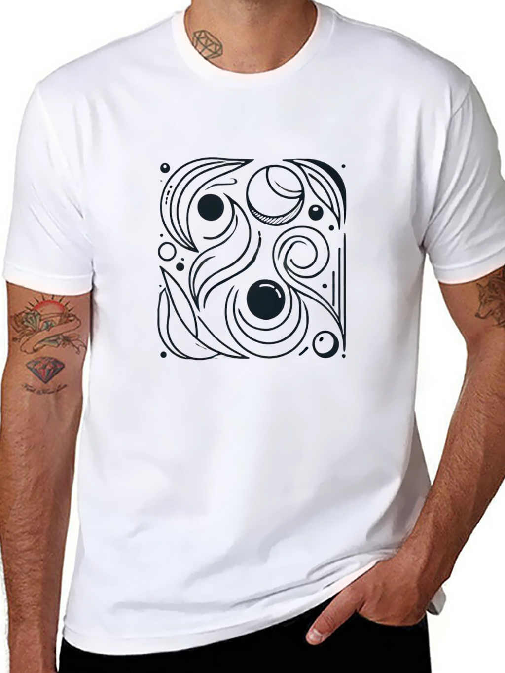 Abstract Graphic Black T-Shirt