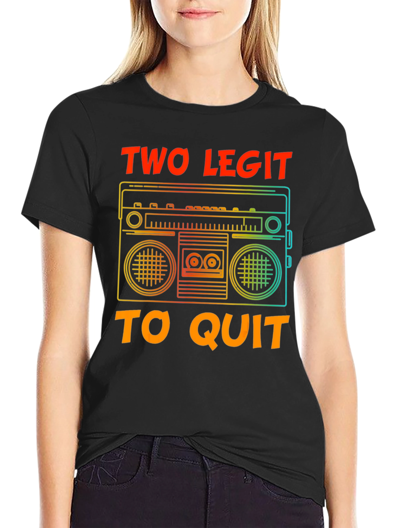 Retro Boombox T-Shirt - Two Legit To Quit Graphic Tee