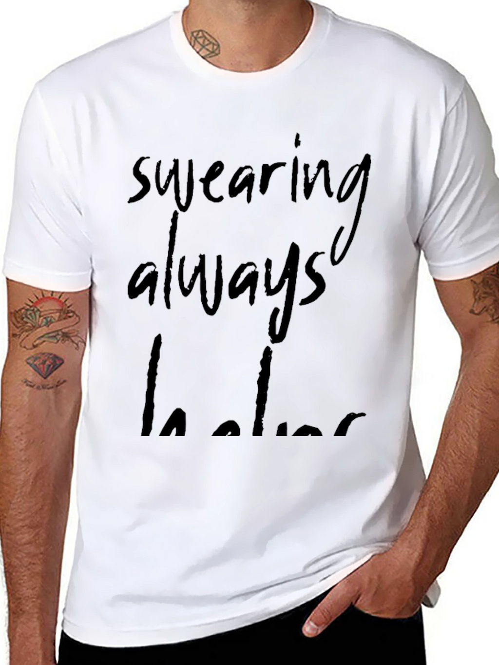 Swearing Always Helps Black Graphic Tee