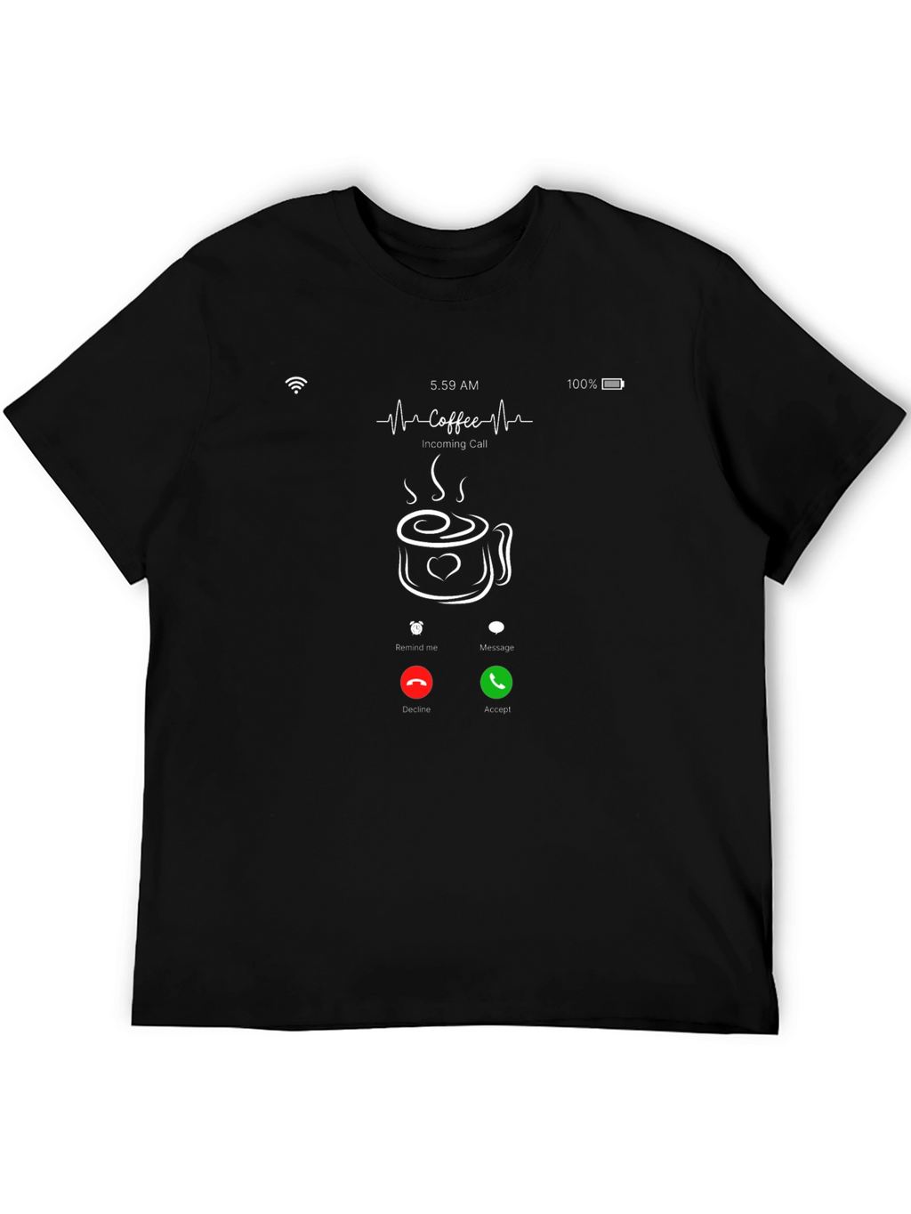 Coffee Incoming Call Black T-Shirt