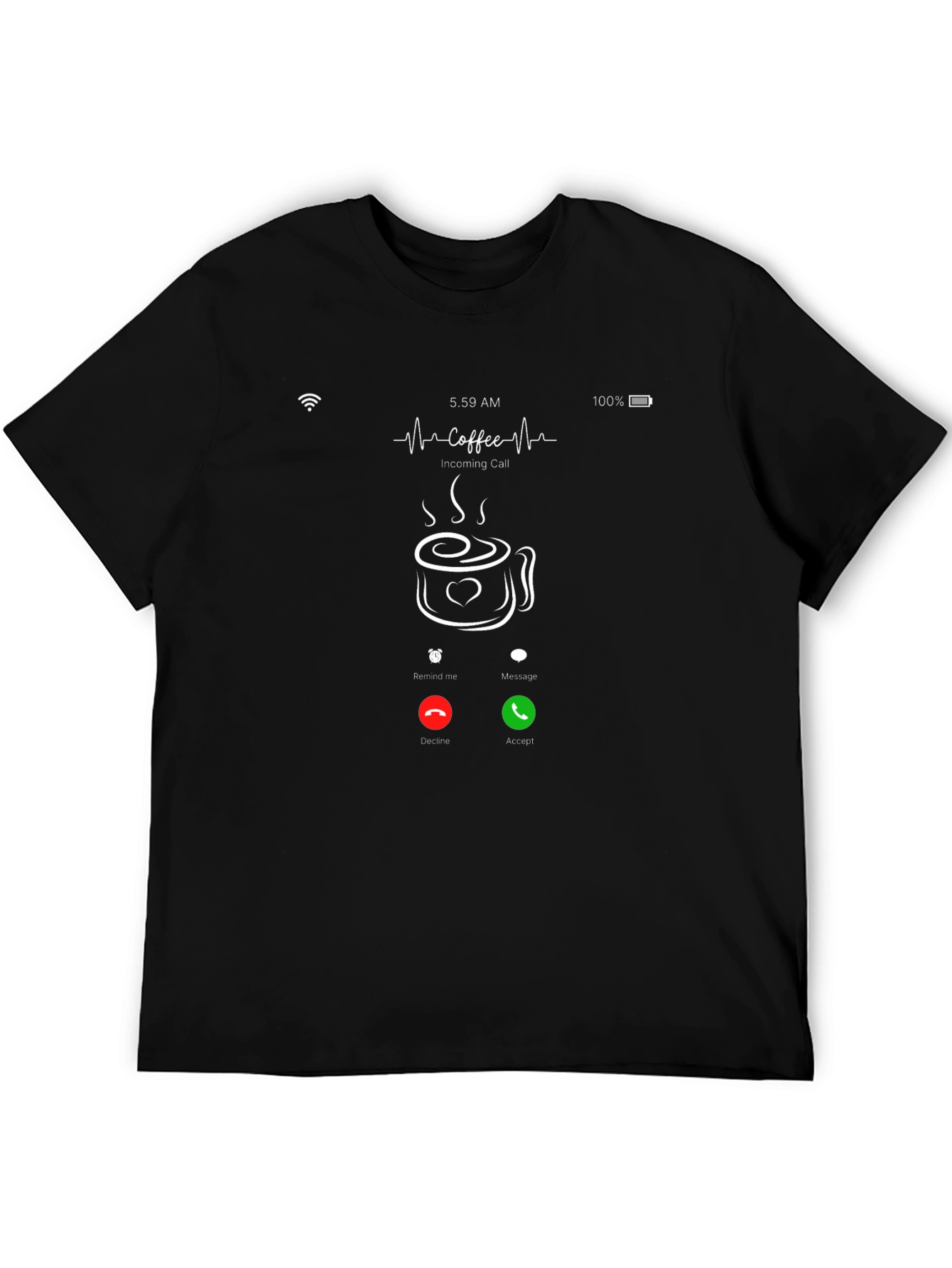 Coffee Incoming Call Black T-Shirt