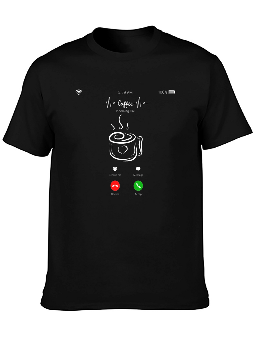 Coffee Incoming Call Black T-Shirt