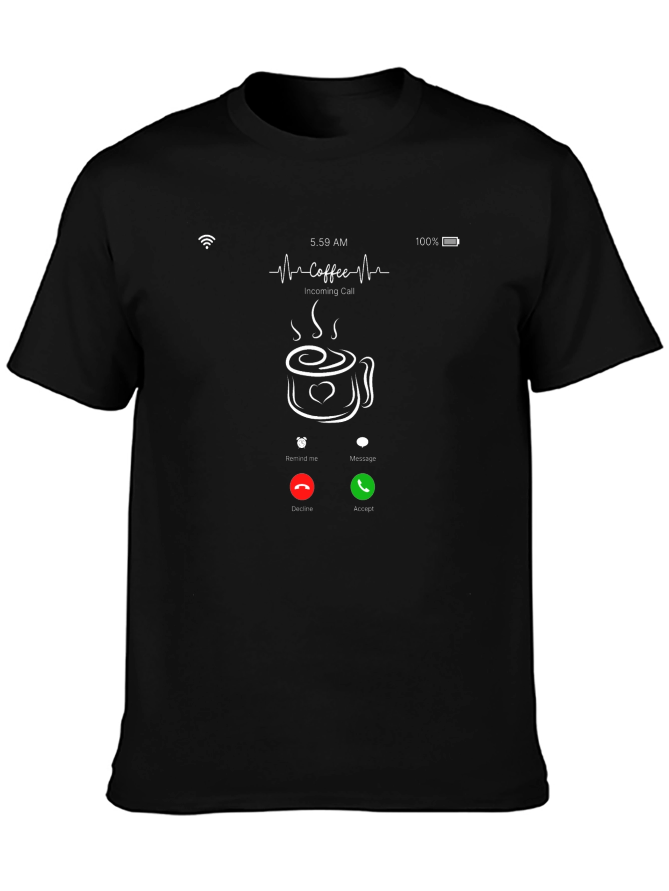 Coffee Incoming Call Black T-Shirt