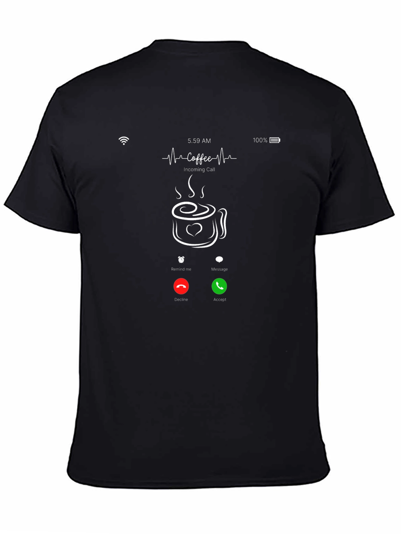 Coffee Incoming Call Black T-Shirt