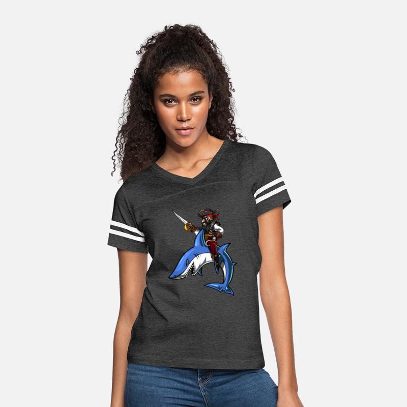 Pirate Captin Riding Shark Ocean