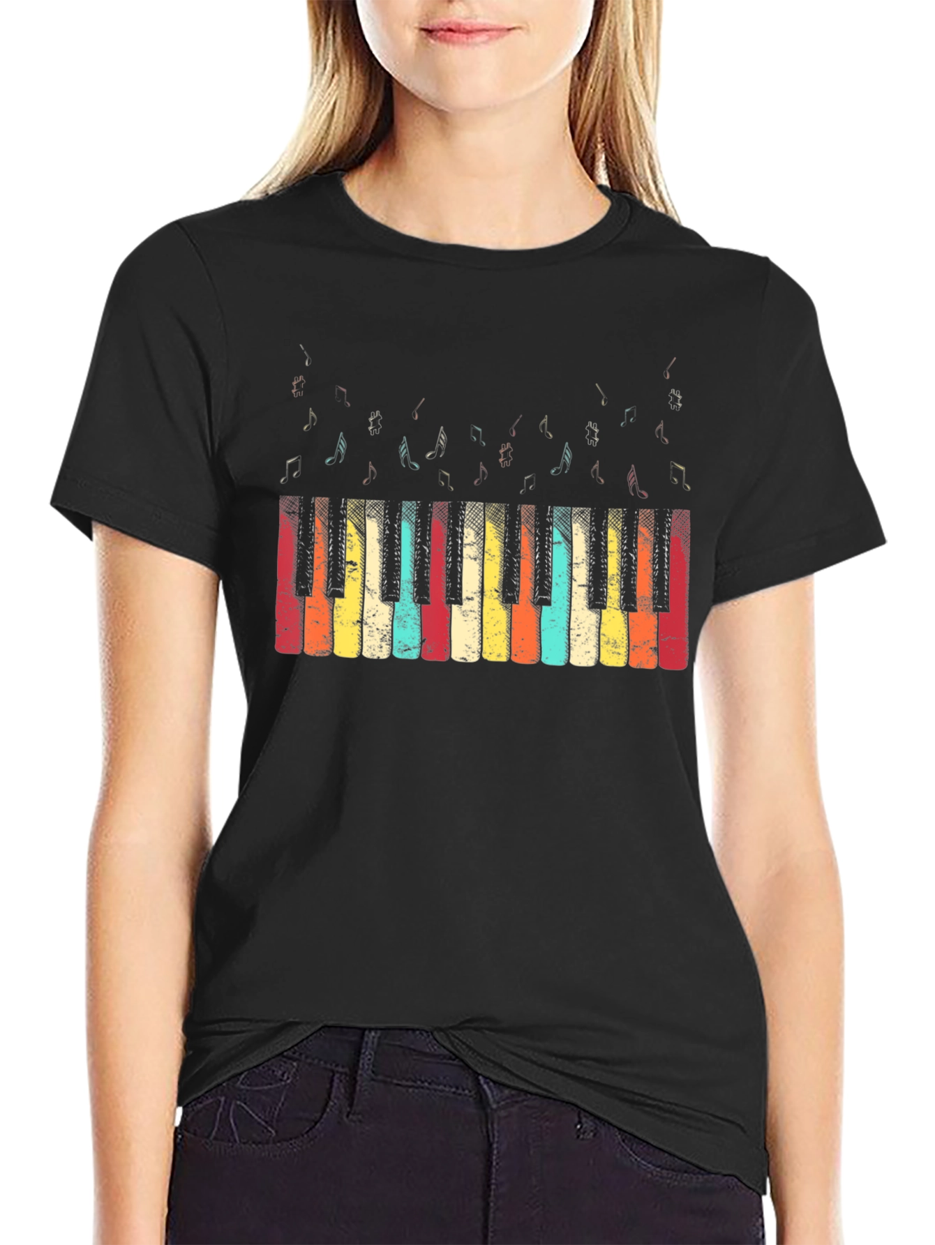 Retro Piano Keys Graphic Tee - Music Lover T-Shirt