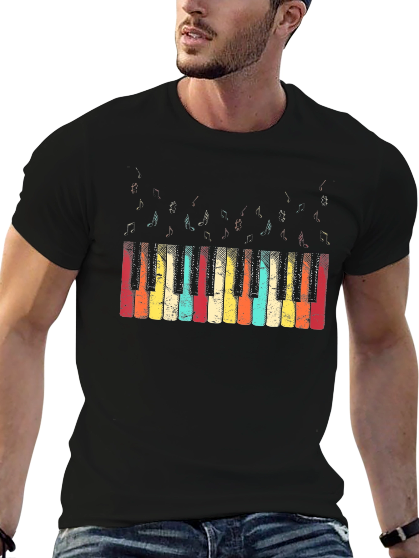 Retro Piano Keys Graphic Tee - Music Lover T-Shirt