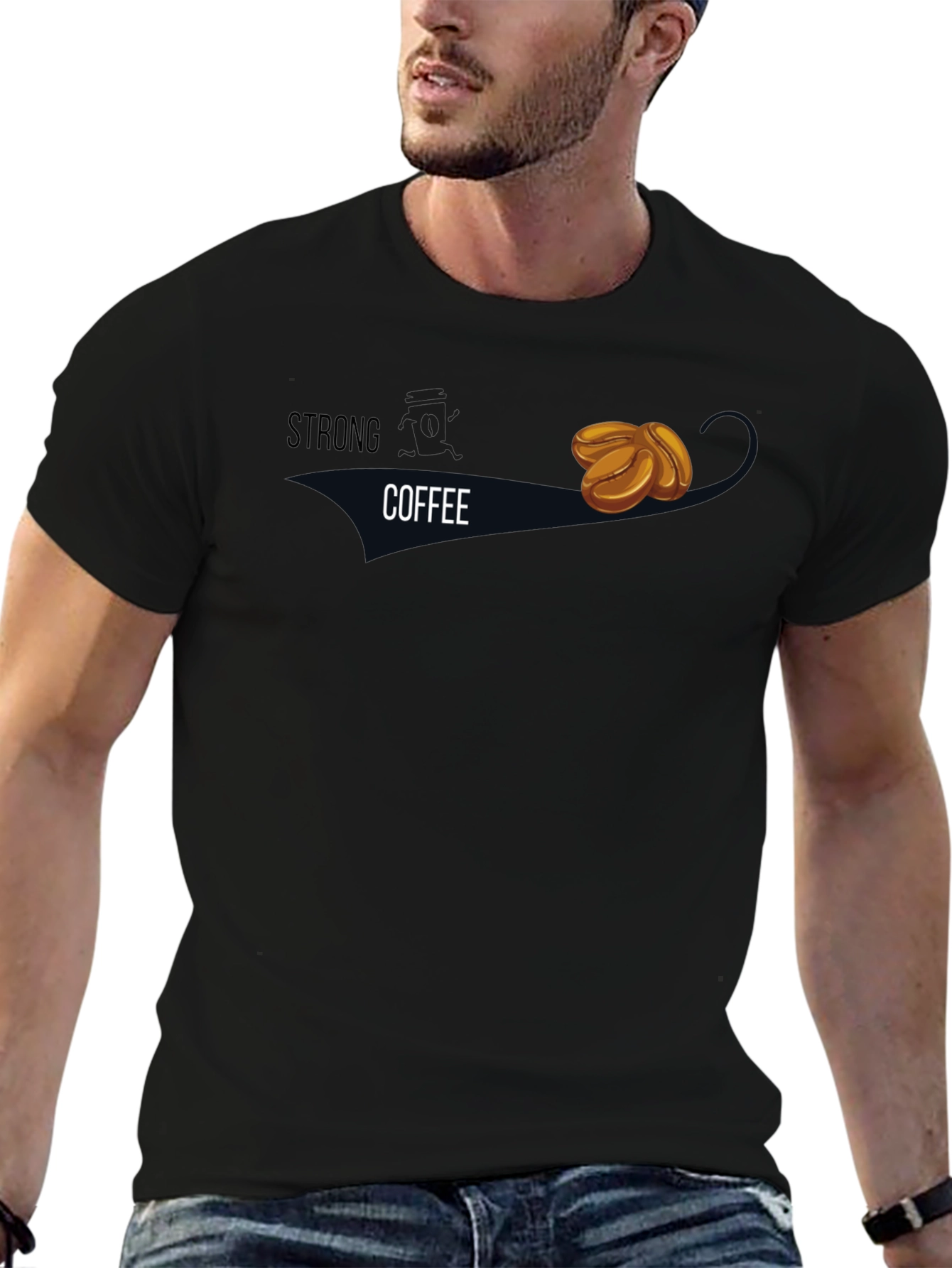 Strong Coffee Graphic Tee - Black Casual Wear